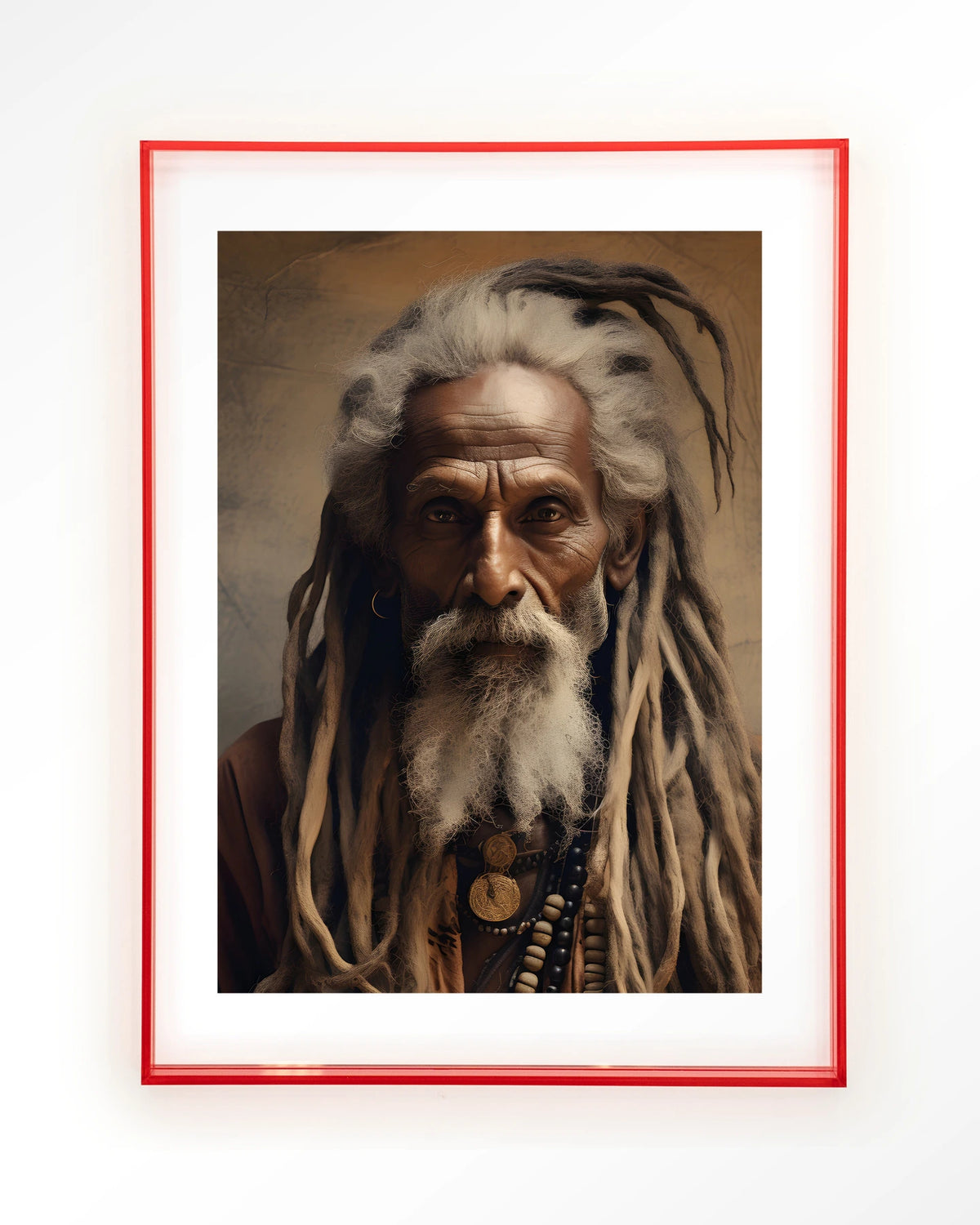 Wise Man – portret van een oude man met dreadlocks – Art print – Acryl roze