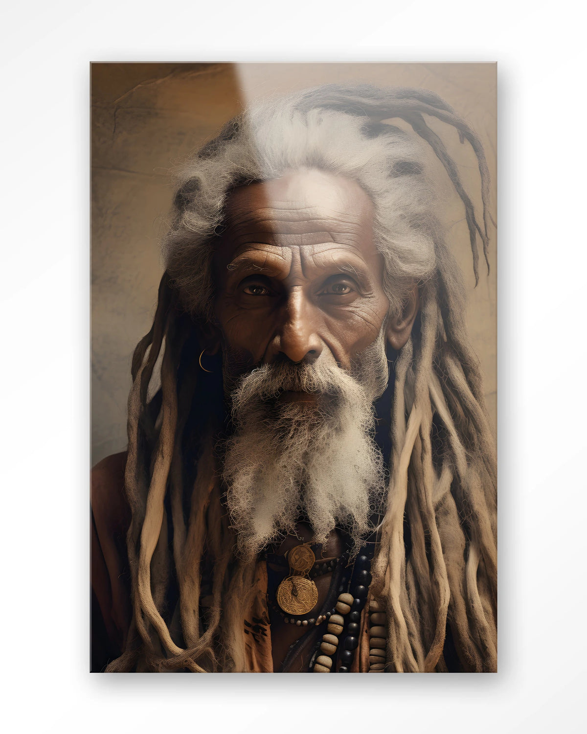 Wise Man – portret van een oude man met dreadlocks – Glas – Blinde montage