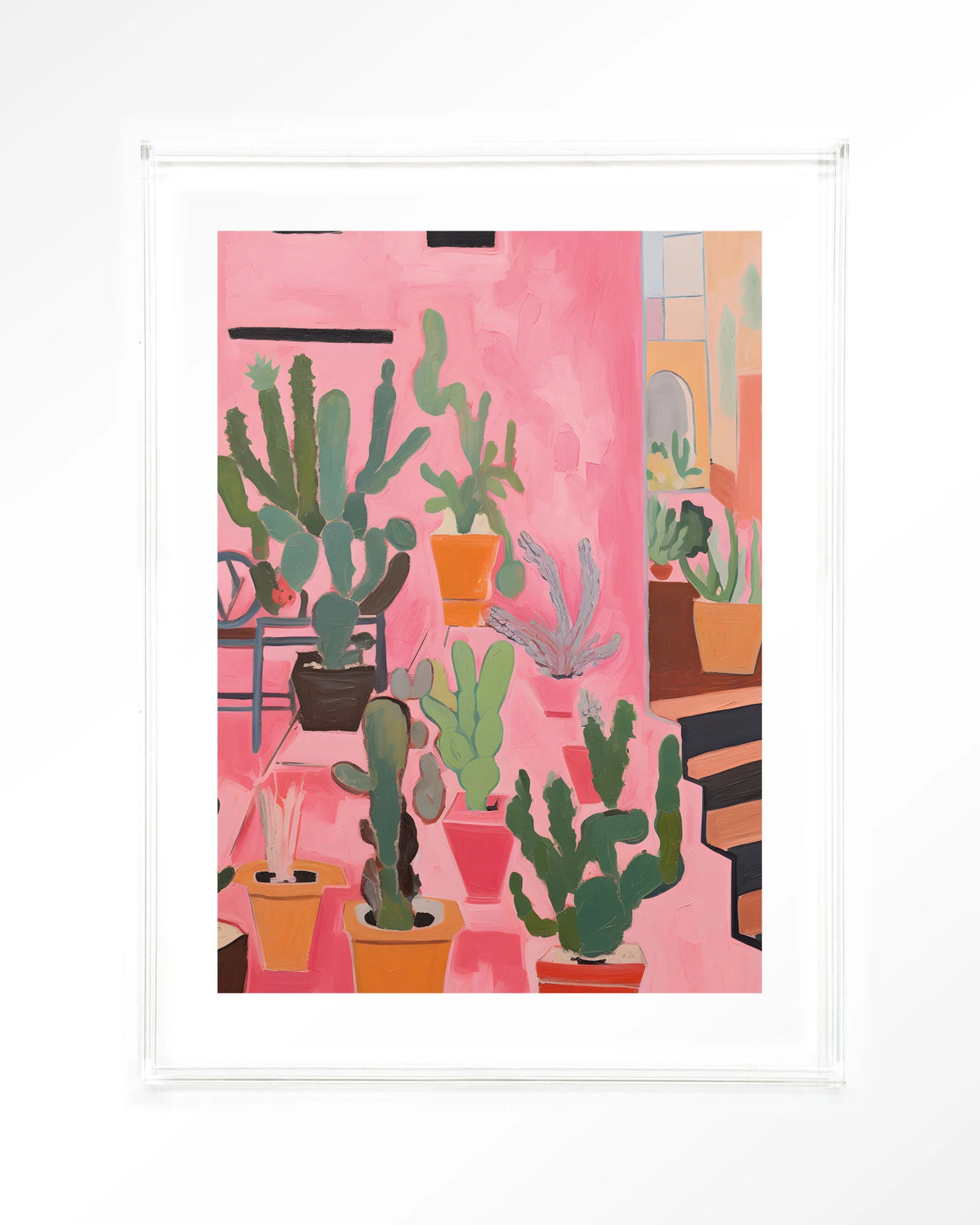 Cactus Party – cactussen in roze – Art print – Acryl doorzichtig