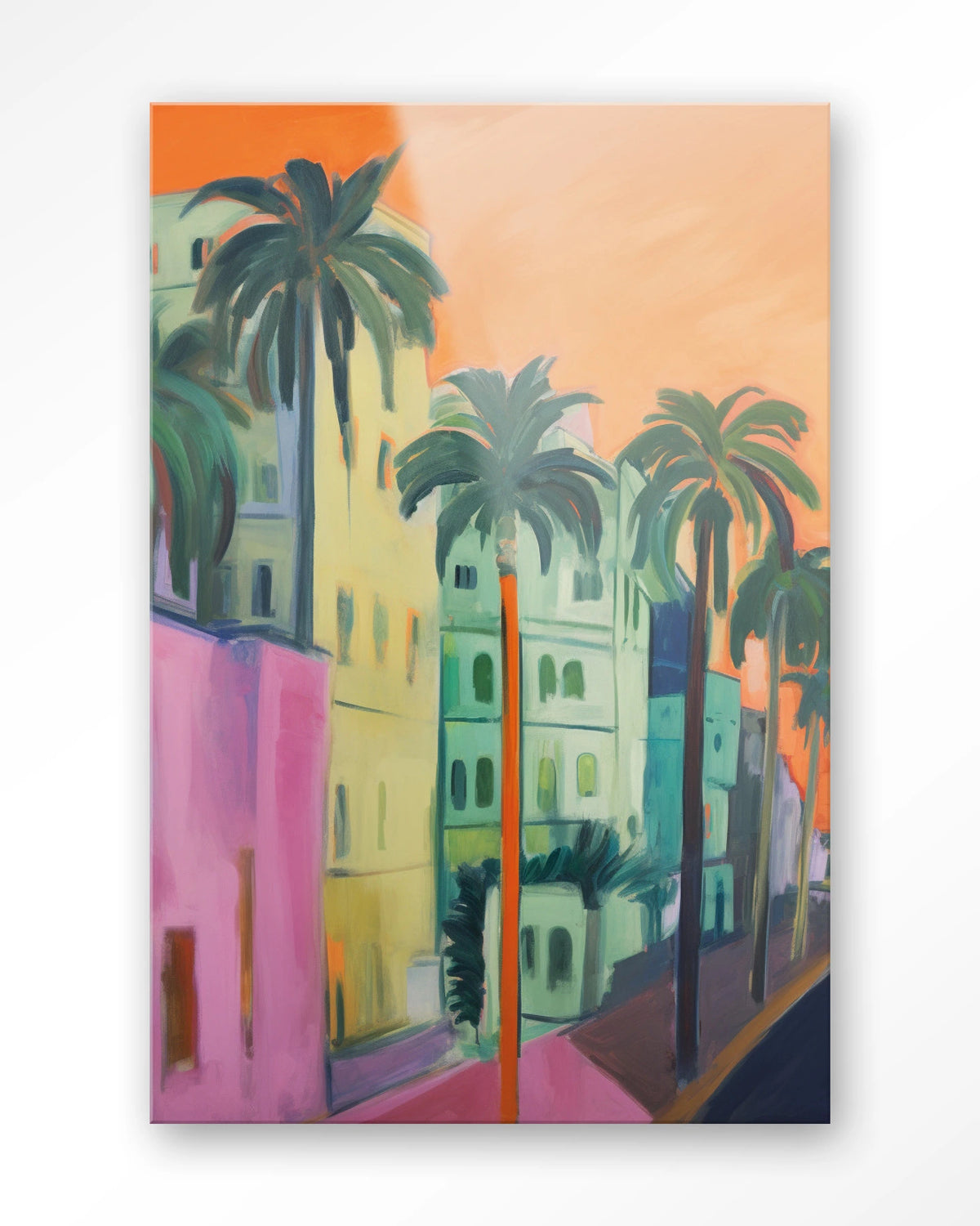 Palm Street – straat met palmbomen – Glas – Blinde montage