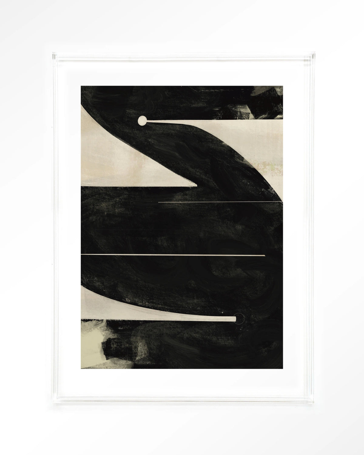 Nocturne Oasis – abstract in zwart en crème – Art print – Acryl doorzichtig