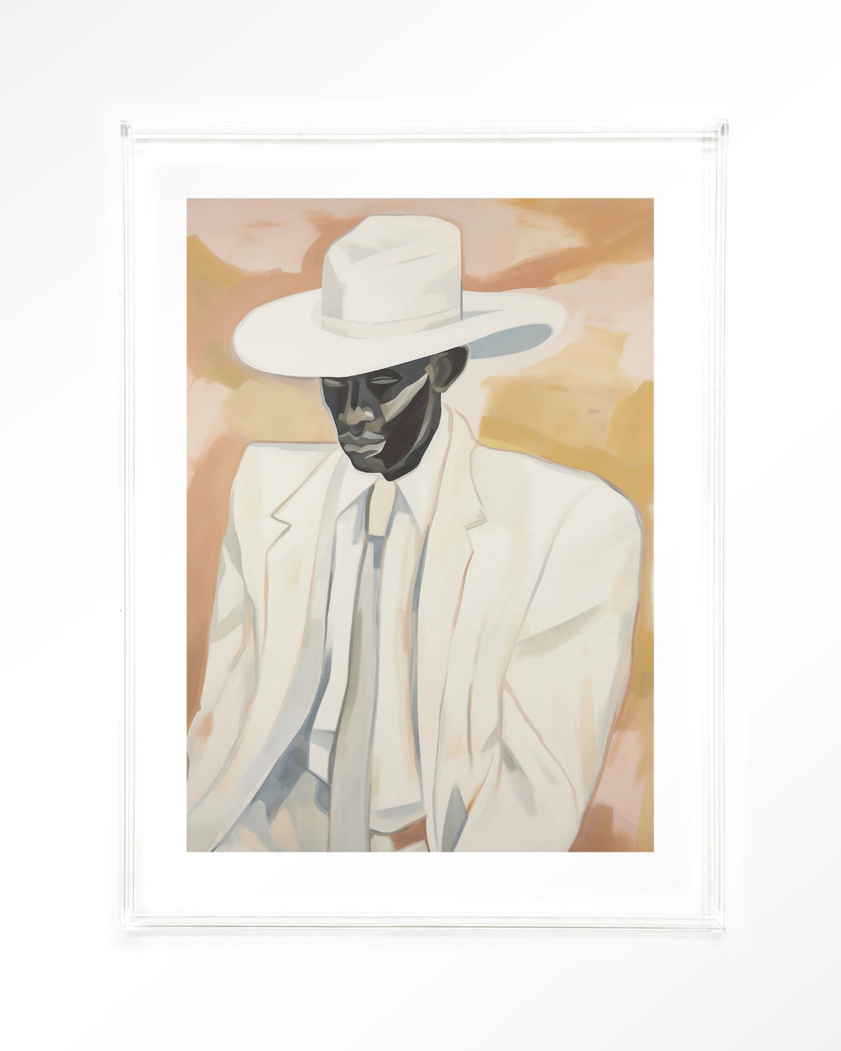 Dusty Don – man met witte hoed en pak – Art print – Acryl doorzichtig