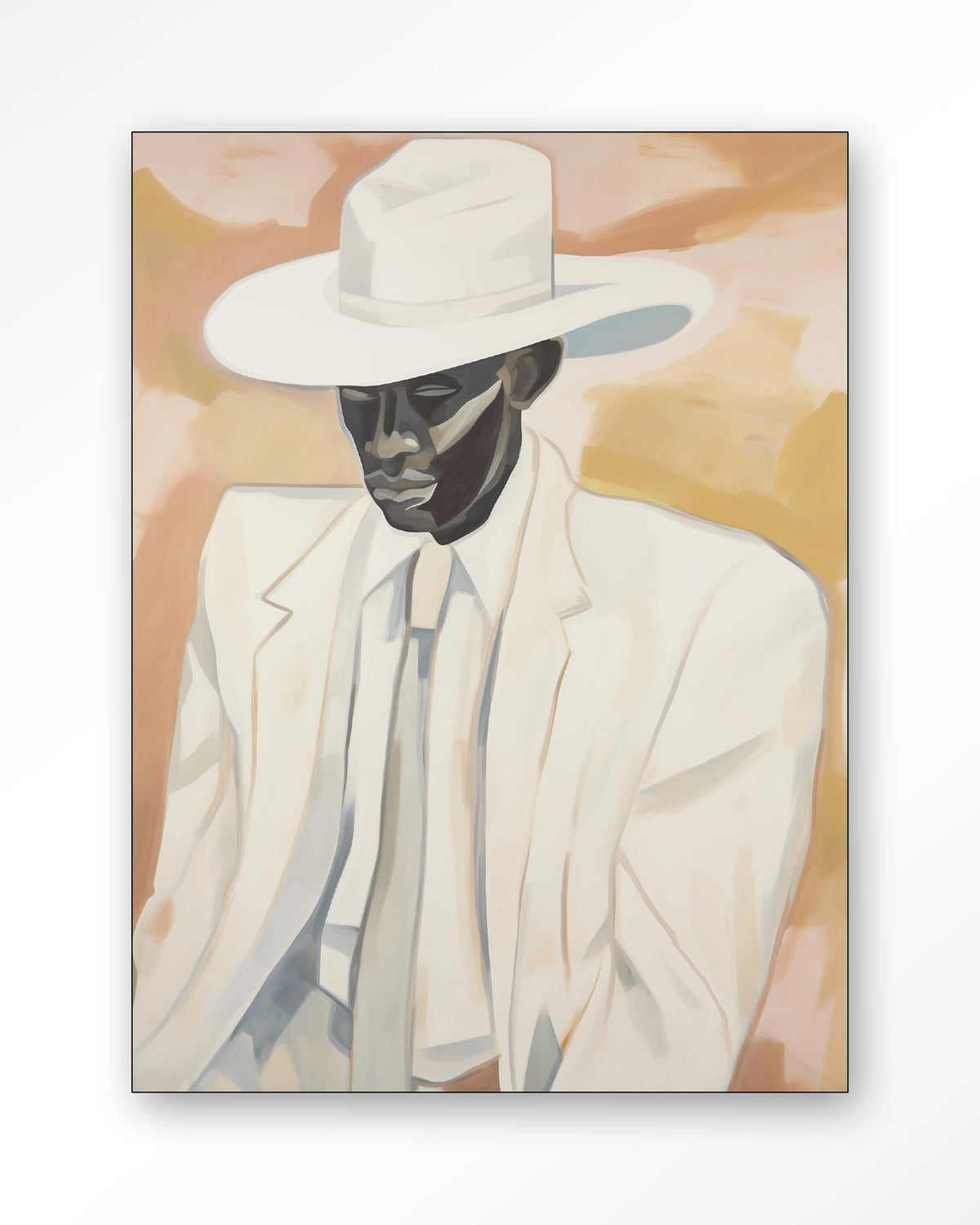 Dusty Don – man met witte hoed en pak – Wandkleed – Frame – zwart