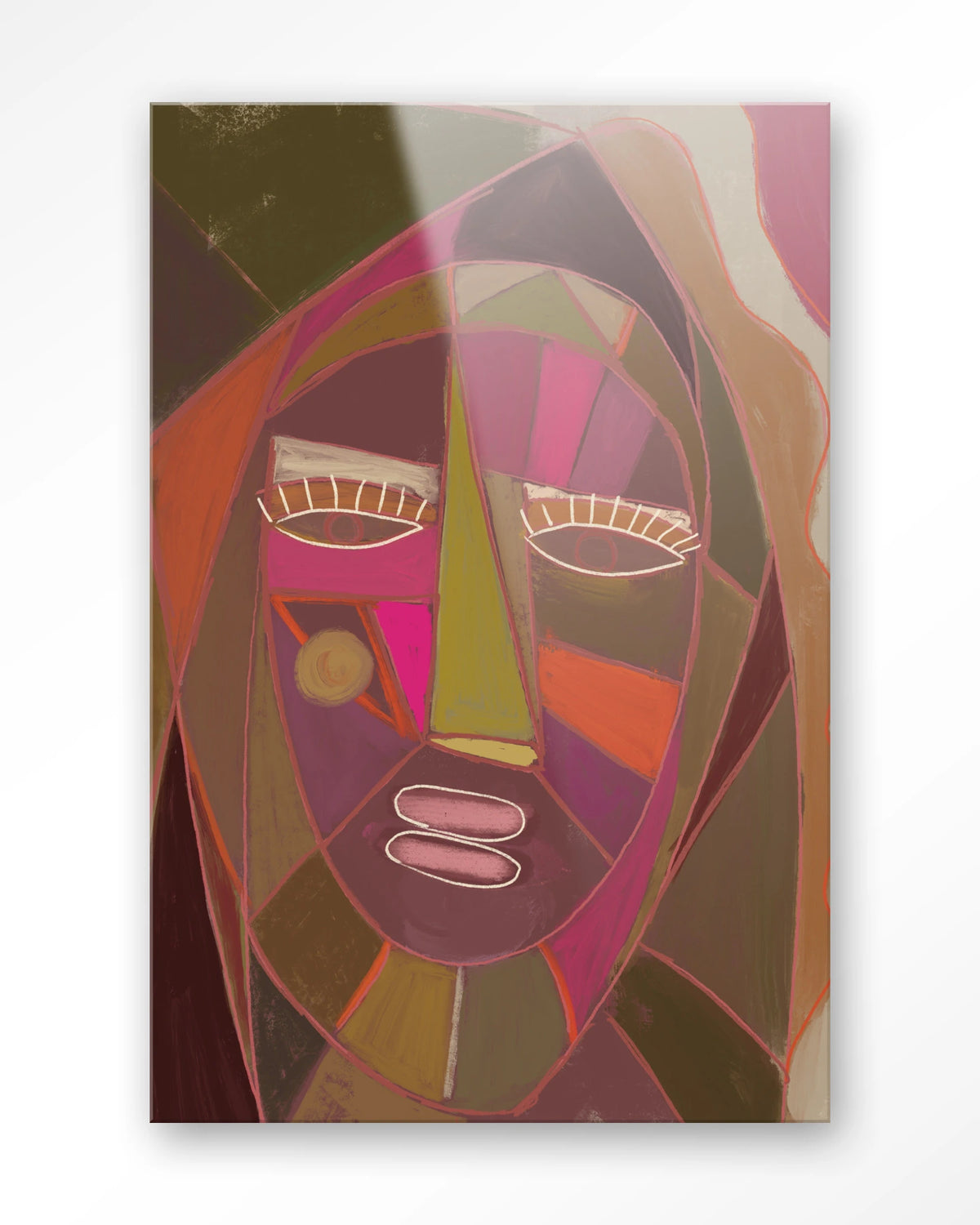Quamatcha – abstract gezicht in kubistische stijl – Glas – Blinde montage