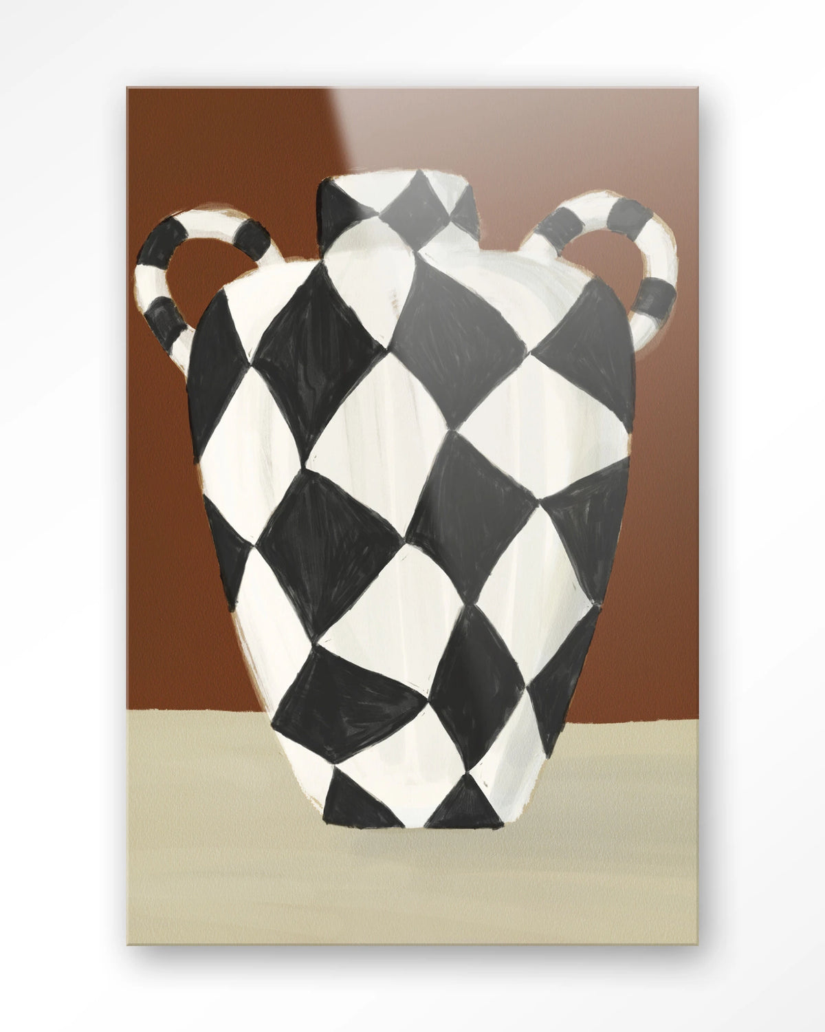 Vivid Vase 01 – zwart-witte geruite vaas – Glas – Blinde montage