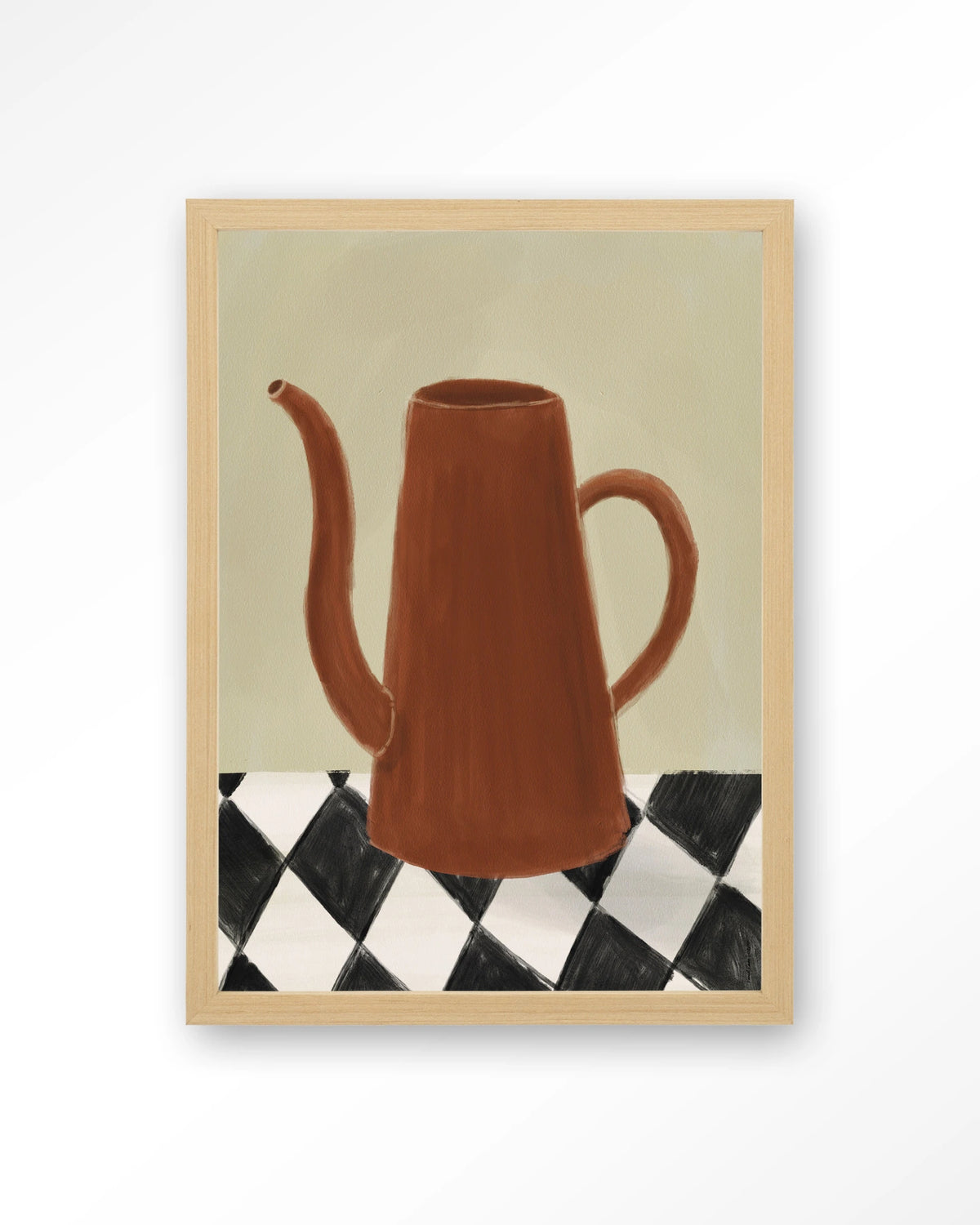 Vivid Vase 02 – kan op geblokte tafel – Art print – Hout naturel