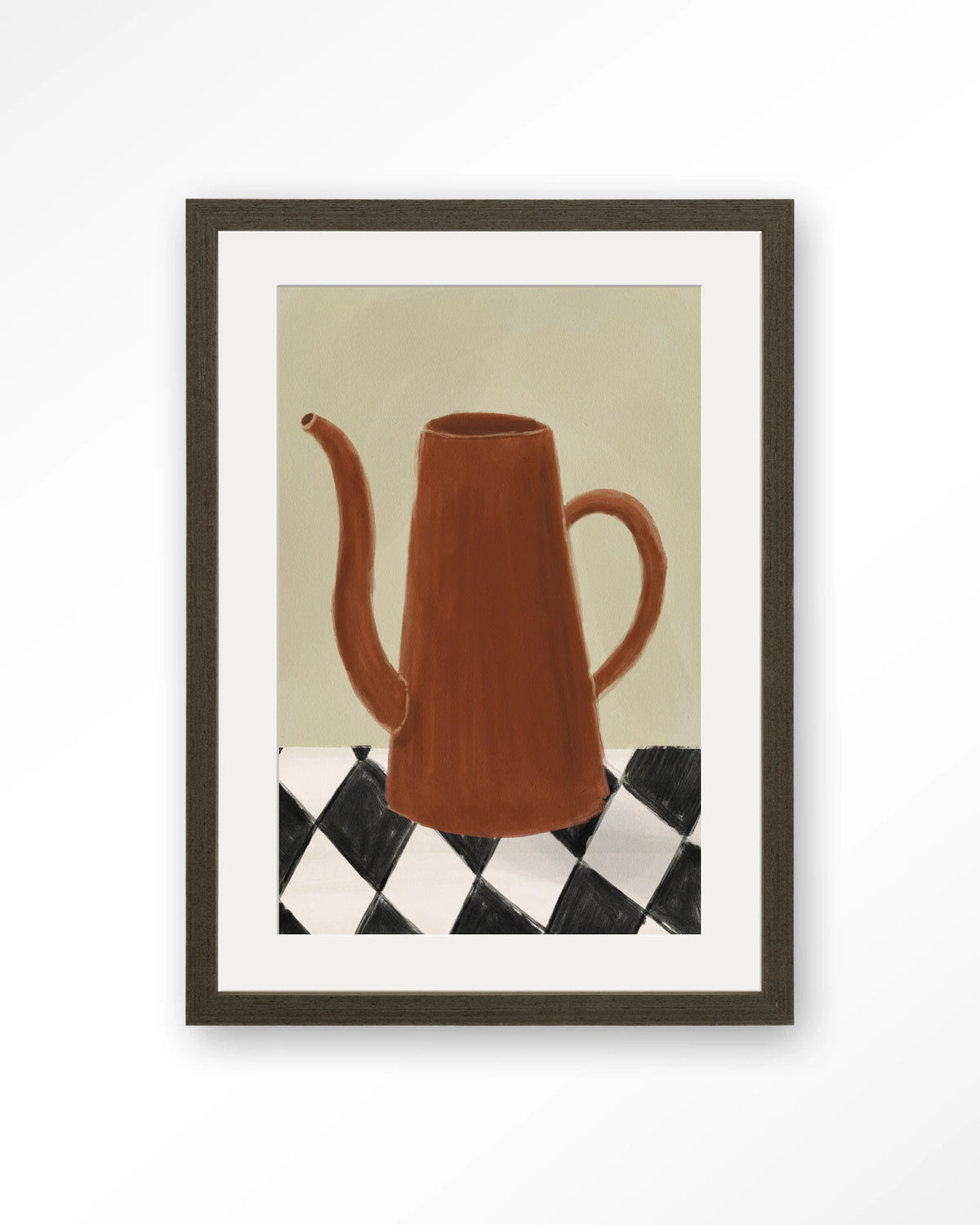 Vivid Vase 02 – kan op geblokte tafel – Art print – Hout donkerbruin + passe-partout