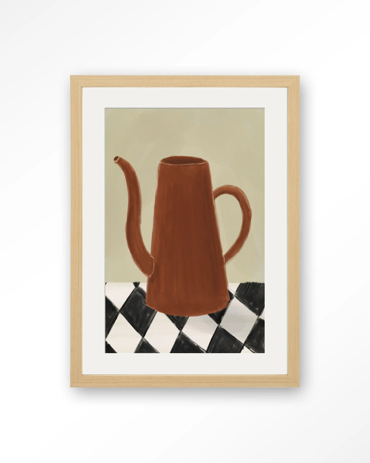 Vivid Vase 02 – kan op geblokte tafel – Art print – Hout naturel + passe-partout