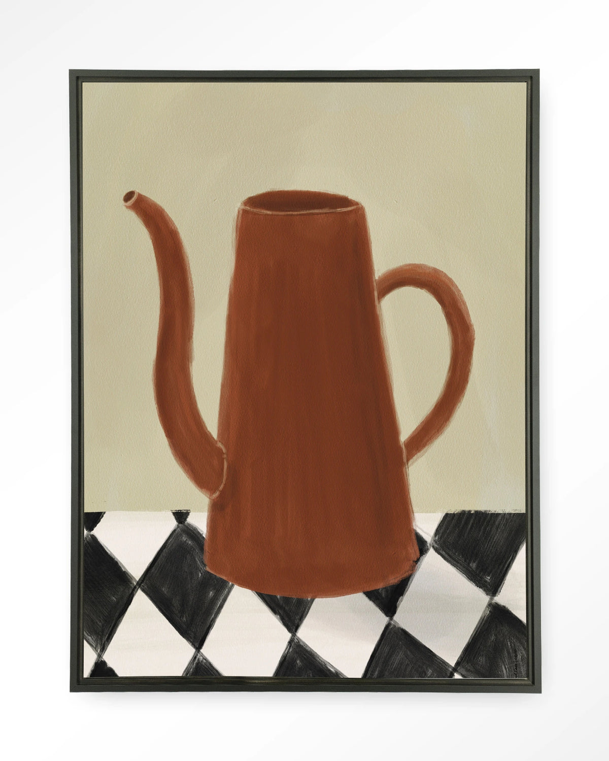 Vivid Vase 02 – kan op geblokte tafel – Wandkleed – Floating frame – zwart