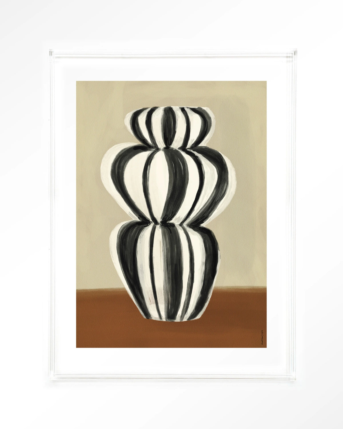 Vivid Vase 03 – zwart-witte gestreepte vaas – Art print – Acryl doorzichtig