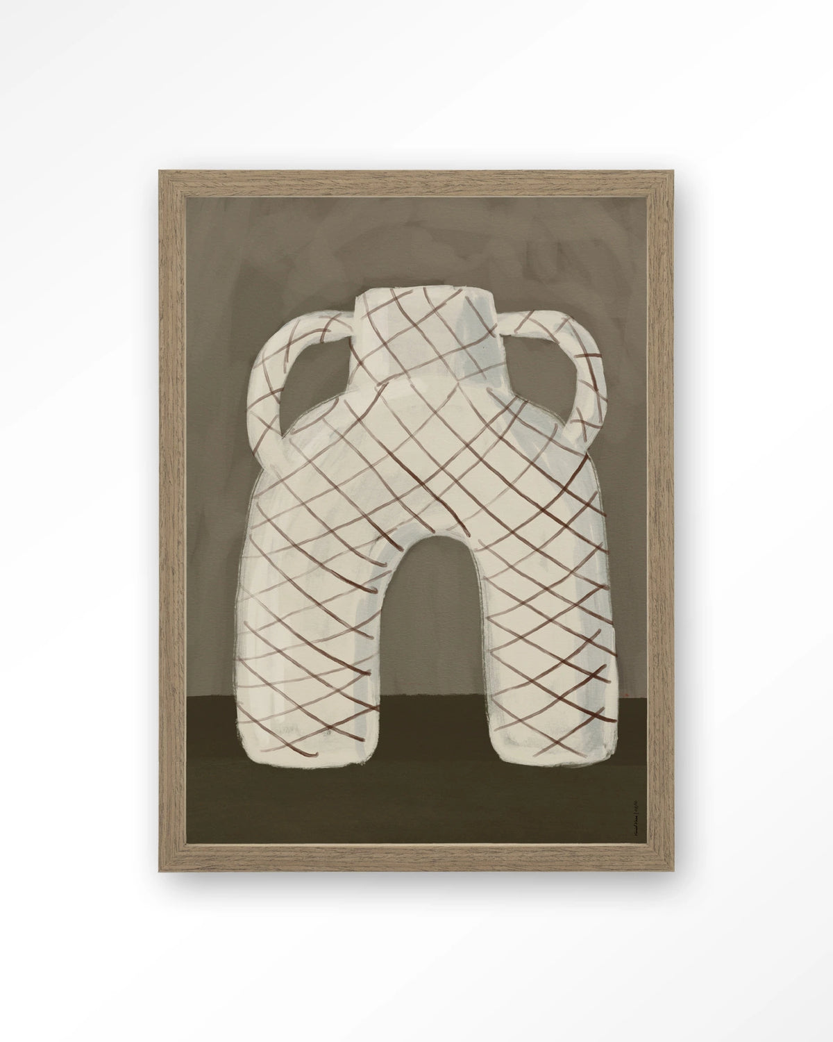 Vivid Vase 05 – vaas met ruitpatroon – Art print – Hout bruin