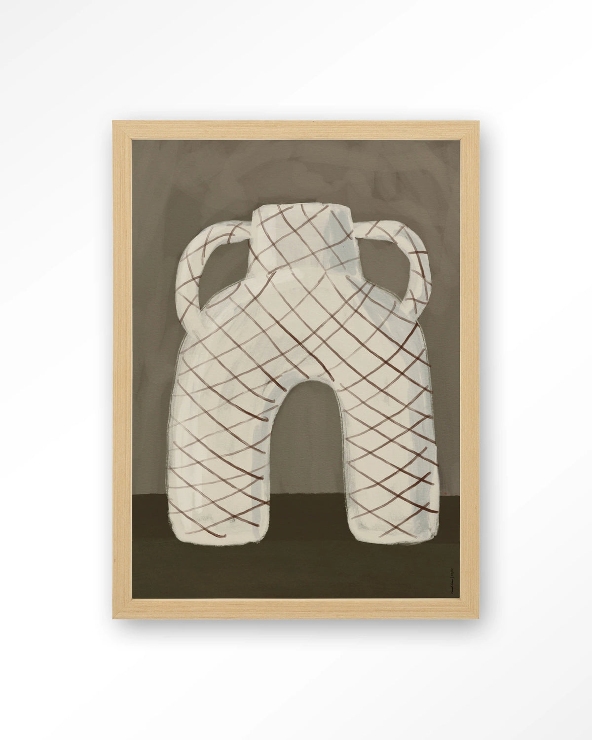 Vivid Vase 05 – vaas met ruitpatroon – Art print – Hout naturel