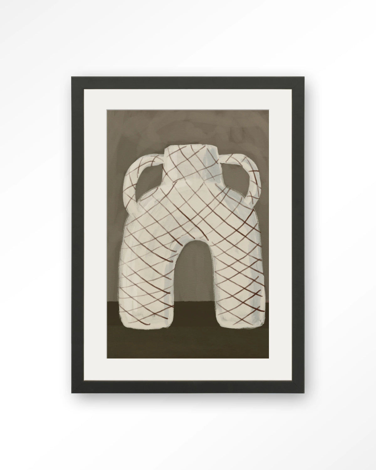 Vivid Vase 05 – vaas met ruitpatroon – Art print – Hout zwart + passe-partout