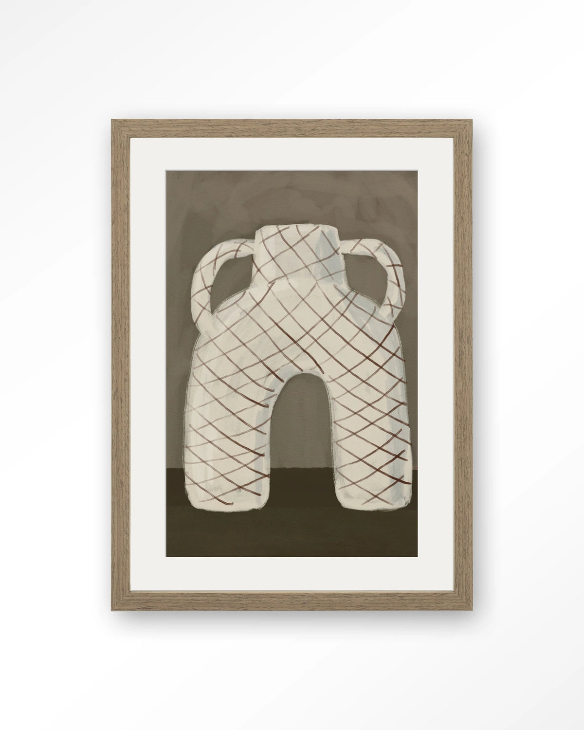 Vivid Vase 05 – vaas met ruitpatroon – Art print – Hout bruin + passe-partout