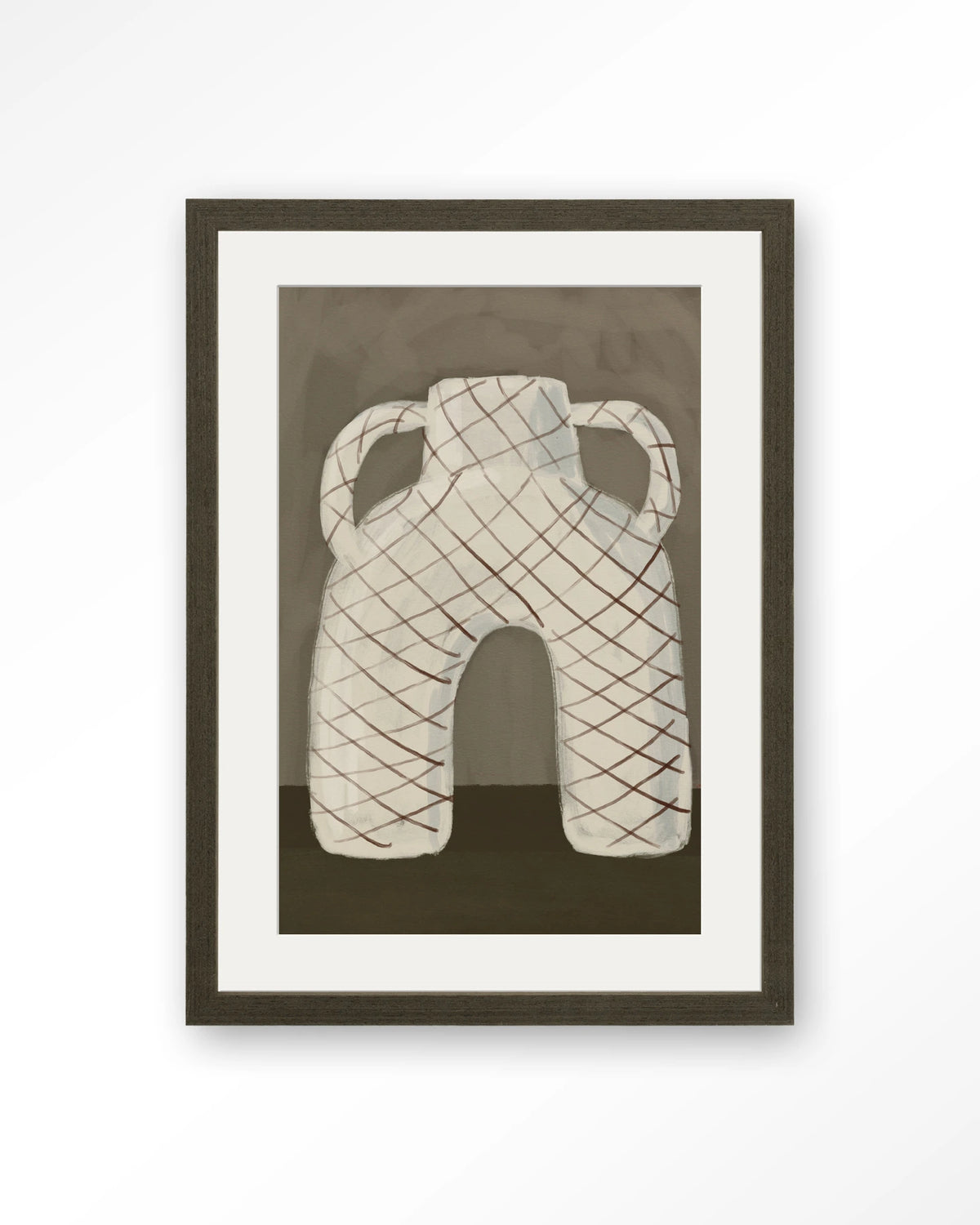 Vivid Vase 05 – vaas met ruitpatroon – Art print – Hout donkerbruin + passe-partout