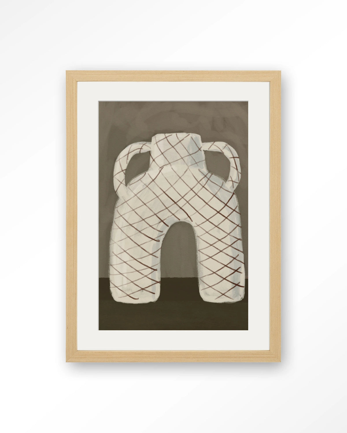 Vivid Vase 05 – vaas met ruitpatroon – Art print – Hout naturel + passe-partout