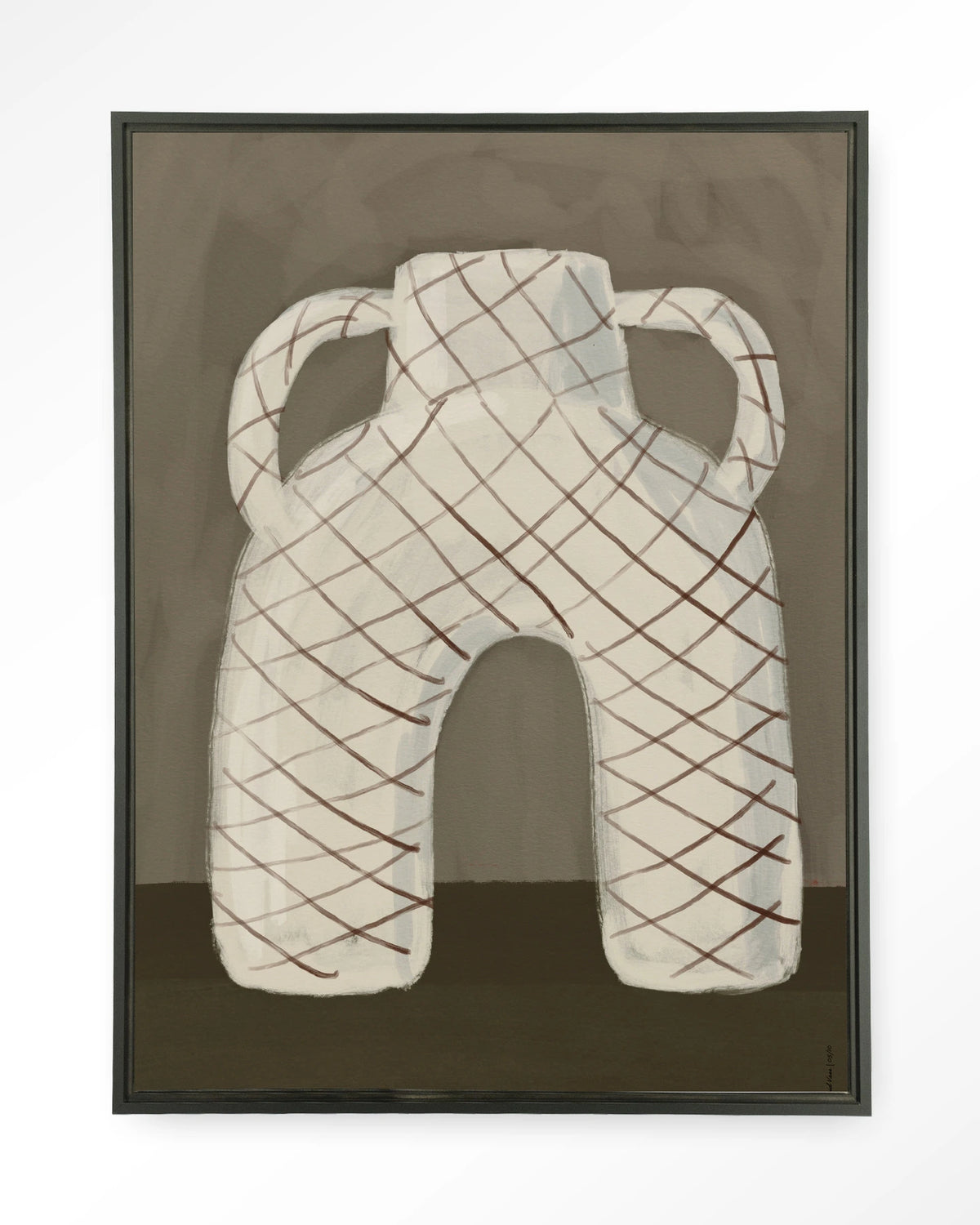 Vivid Vase 05 – vaas met ruitpatroon – Wandkleed – Floating frame – zwart