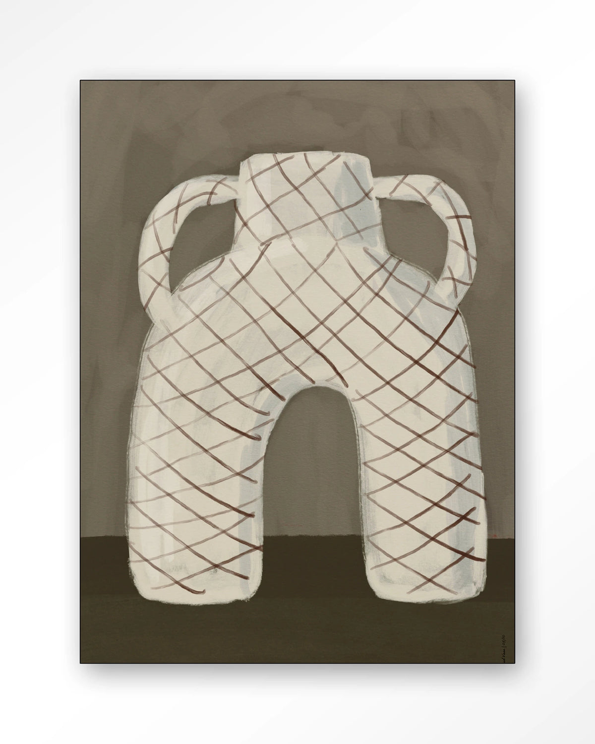 Vivid Vase 05 – vaas met ruitpatroon – Wandkleed – Frame – zwart