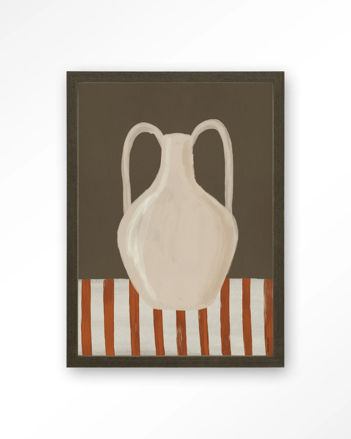 Vivid Vase 06 – witte vaas, stilleven – Art print – Hout donkerbruin