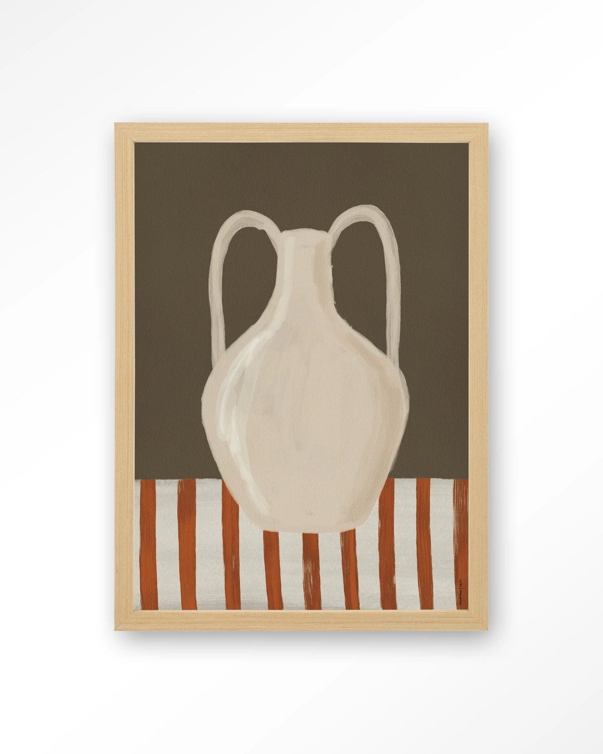 Vivid Vase 06 – witte vaas, stilleven – Art print – Hout naturel