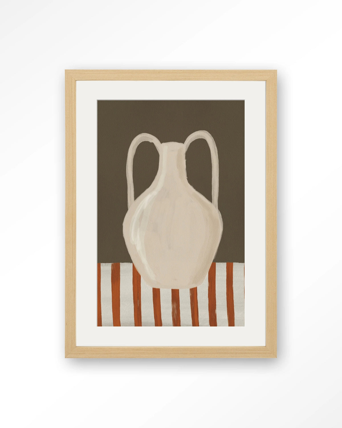 Vivid Vase 06 – witte vaas, stilleven – Art print – Hout naturel + passe-partout
