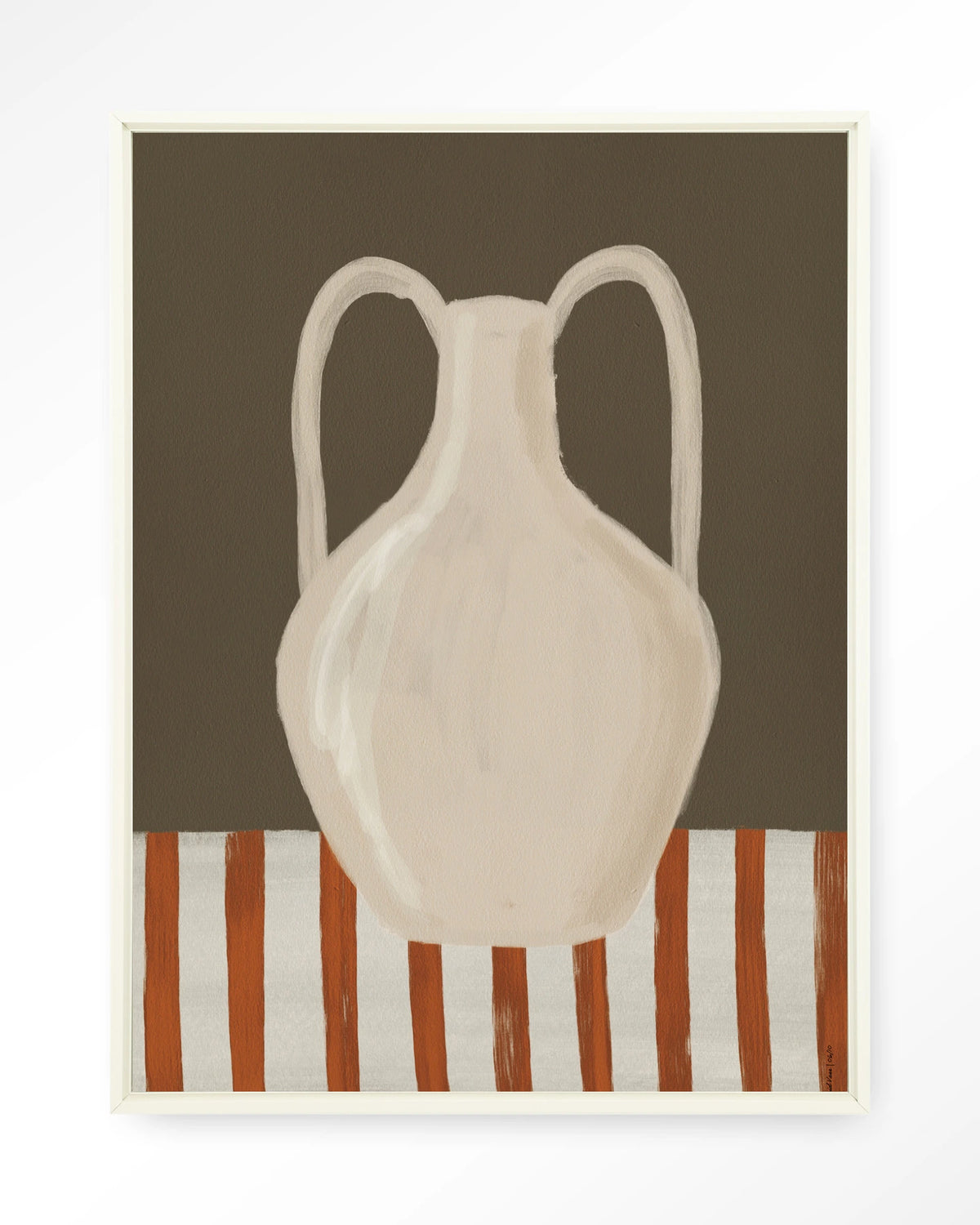 Vivid Vase 06 – witte vaas, stilleven – Wandkleed – Floating frame – wit