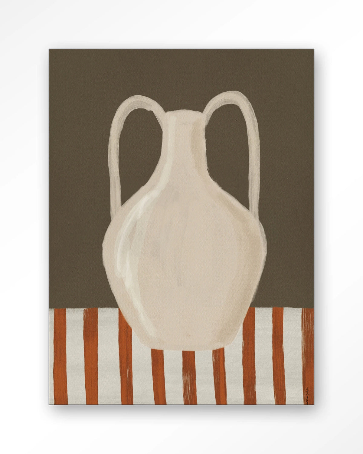 Vivid Vase 06 – witte vaas, stilleven – Wandkleed – Frame – zwart