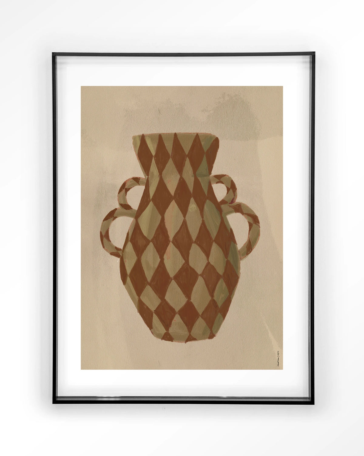 Vivid Vase 08 – vaas met ruitpatroon – Art print – Acryl zwart