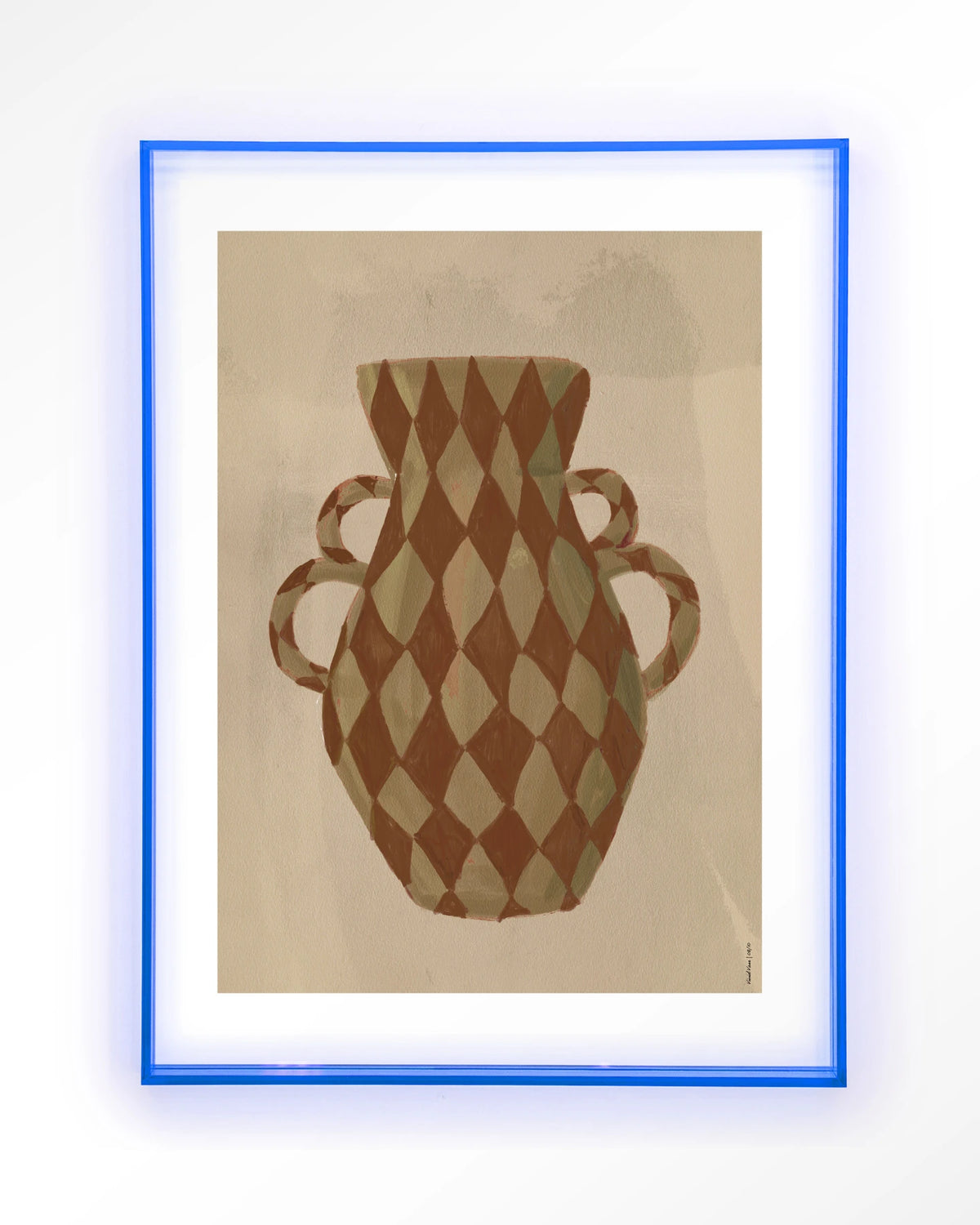 Vivid Vase 08 – vaas met ruitpatroon – Art print – Acryl lichtblauw