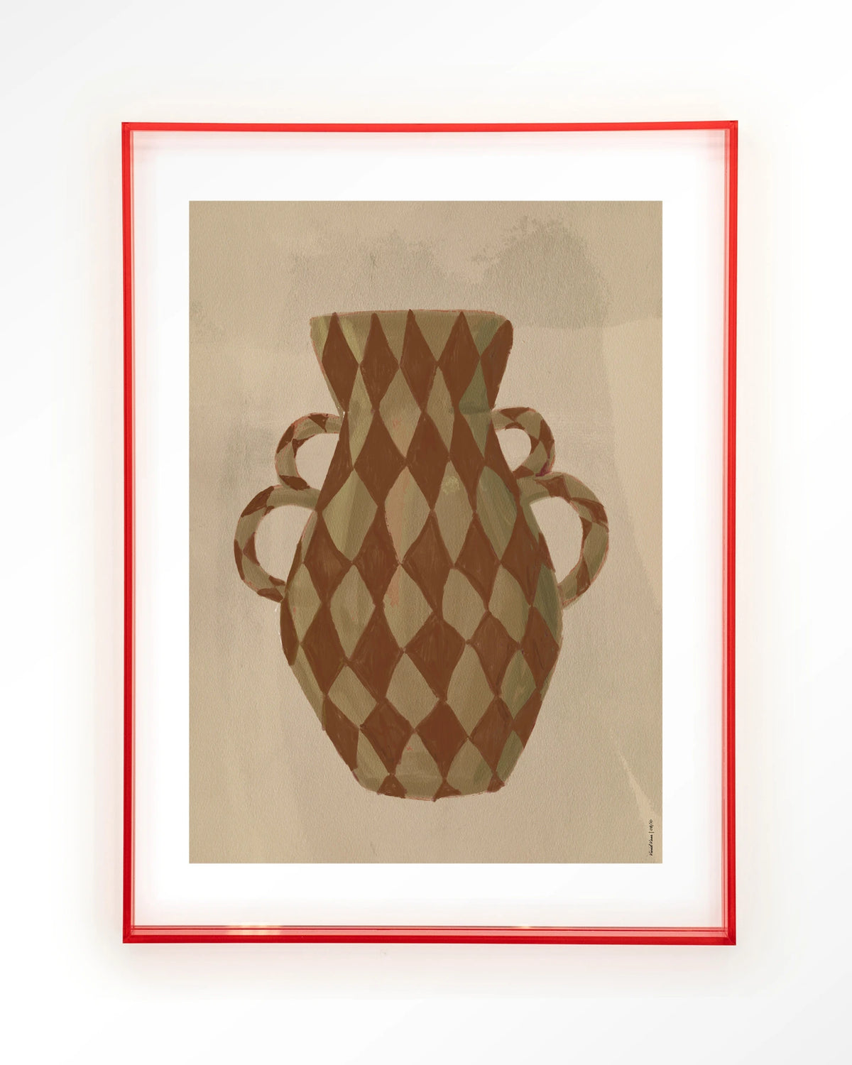 Vivid Vase 08 – vaas met ruitpatroon – Art print – Acryl roze