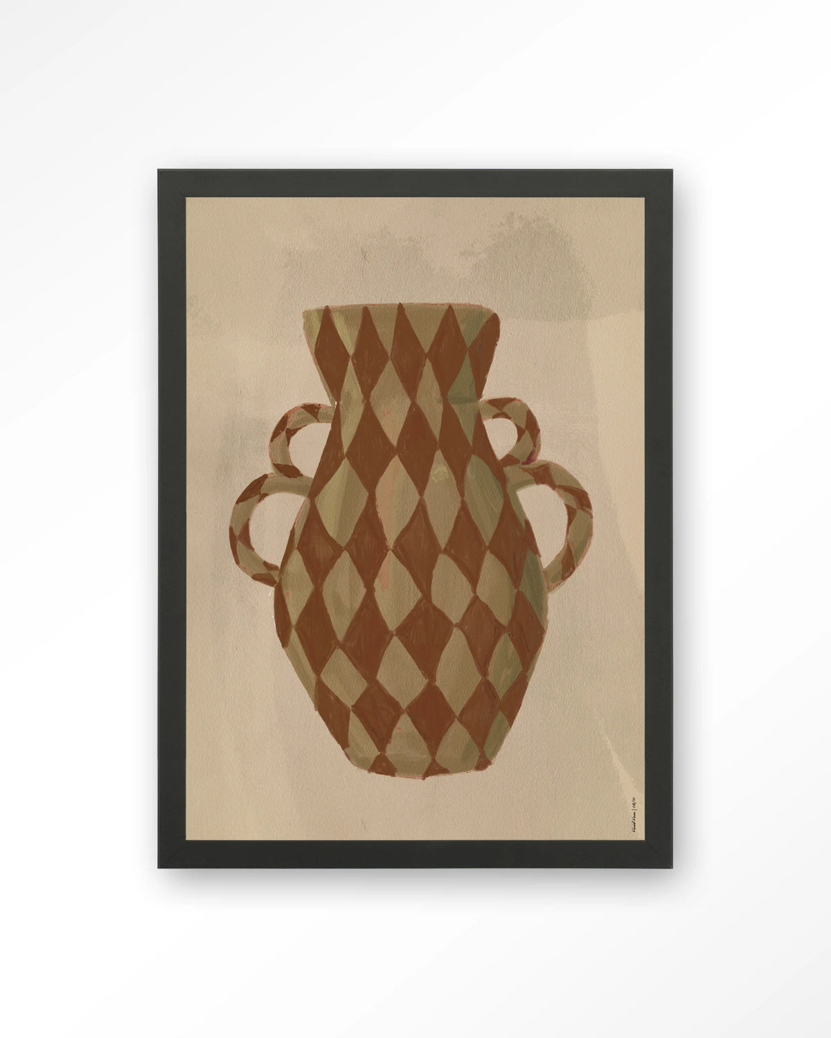 Vivid Vase 08 – vaas met ruitpatroon – Art print – Hout zwart