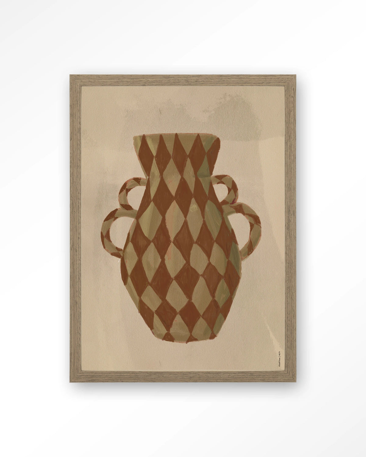 Vivid Vase 08 – vaas met ruitpatroon – Art print – Hout bruin