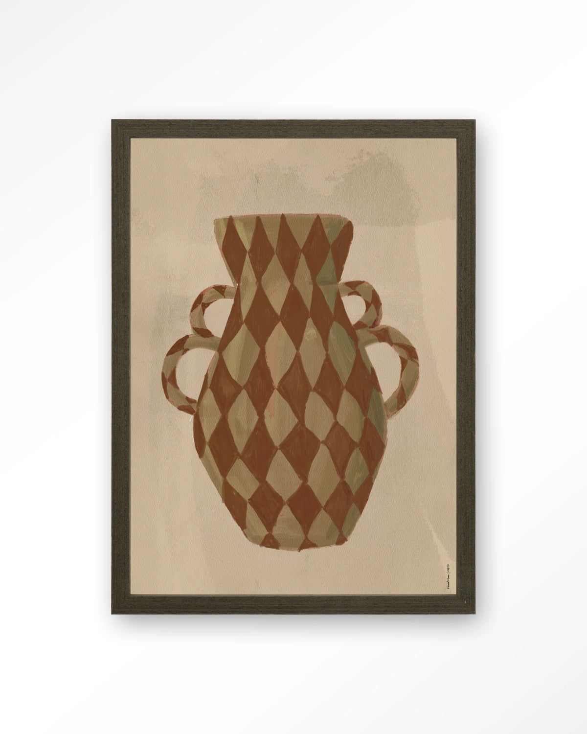 Vivid Vase 08 – vaas met ruitpatroon – Art print – Hout donkerbruin