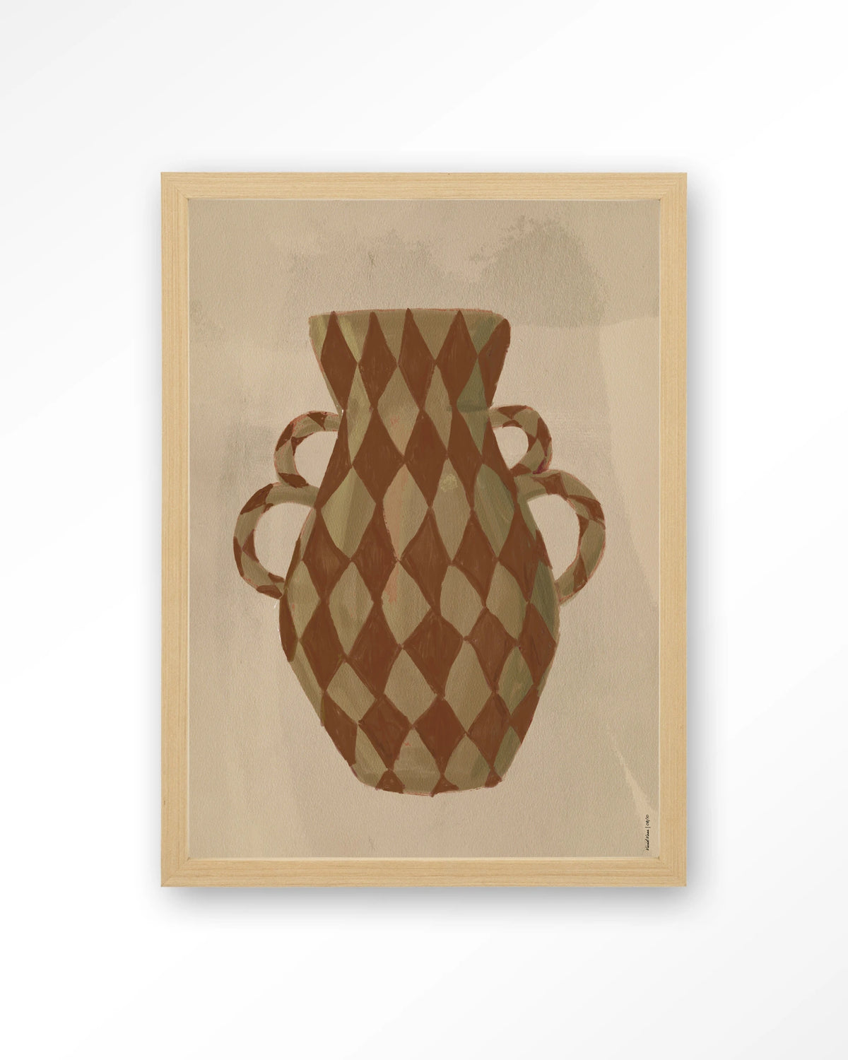 Vivid Vase 08 – vaas met ruitpatroon – Art print – Hout naturel