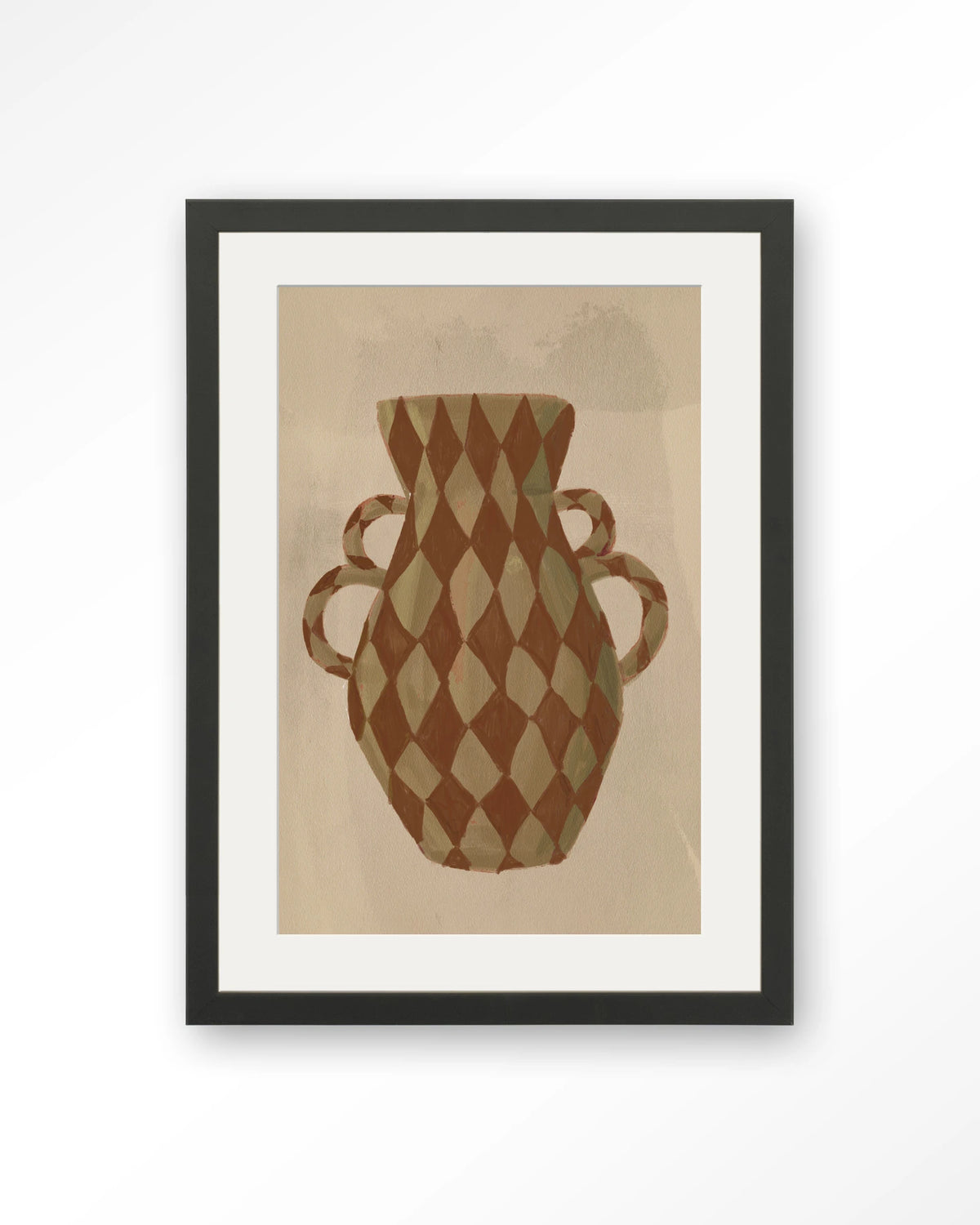 Vivid Vase 08 – vaas met ruitpatroon – Art print – Hout zwart + passe-partout