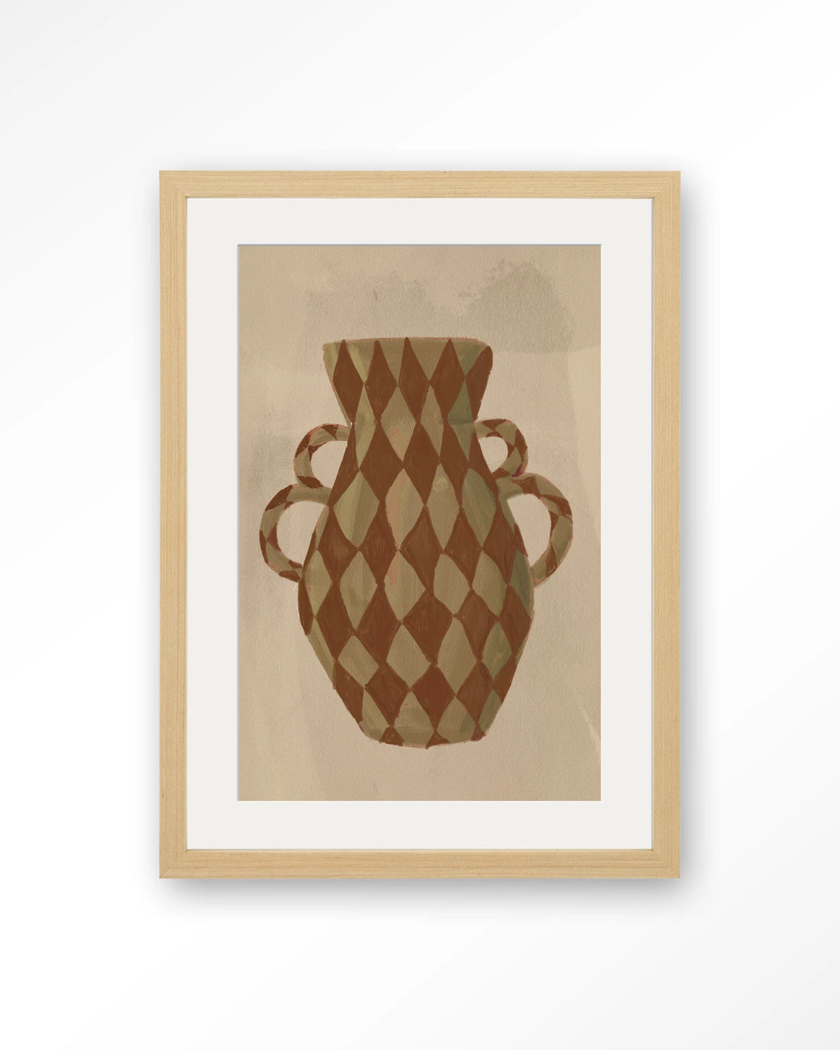 Vivid Vase 08 – vaas met ruitpatroon – Art print – Hout naturel + passe-partout