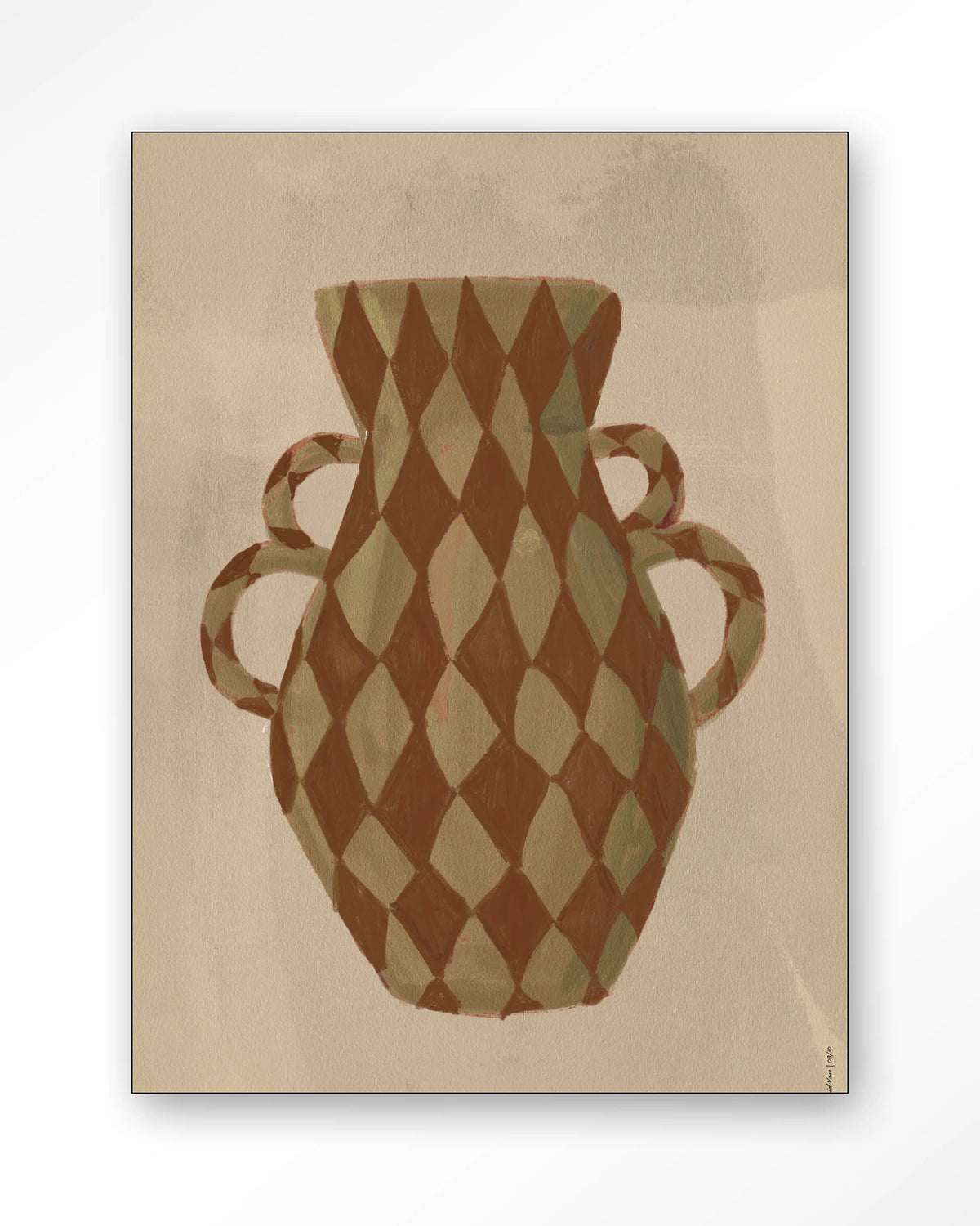 Vivid Vase 08 – vaas met ruitpatroon – Wandkleed – Frame – zwart