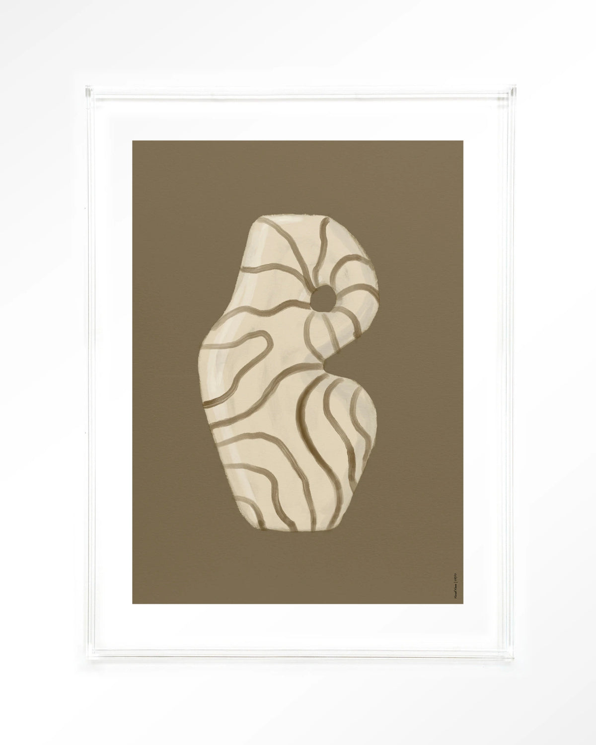 Vivid Vase 09 – vaas met lijnen op bruine achtergrond – Art print – Acryl doorzichtig