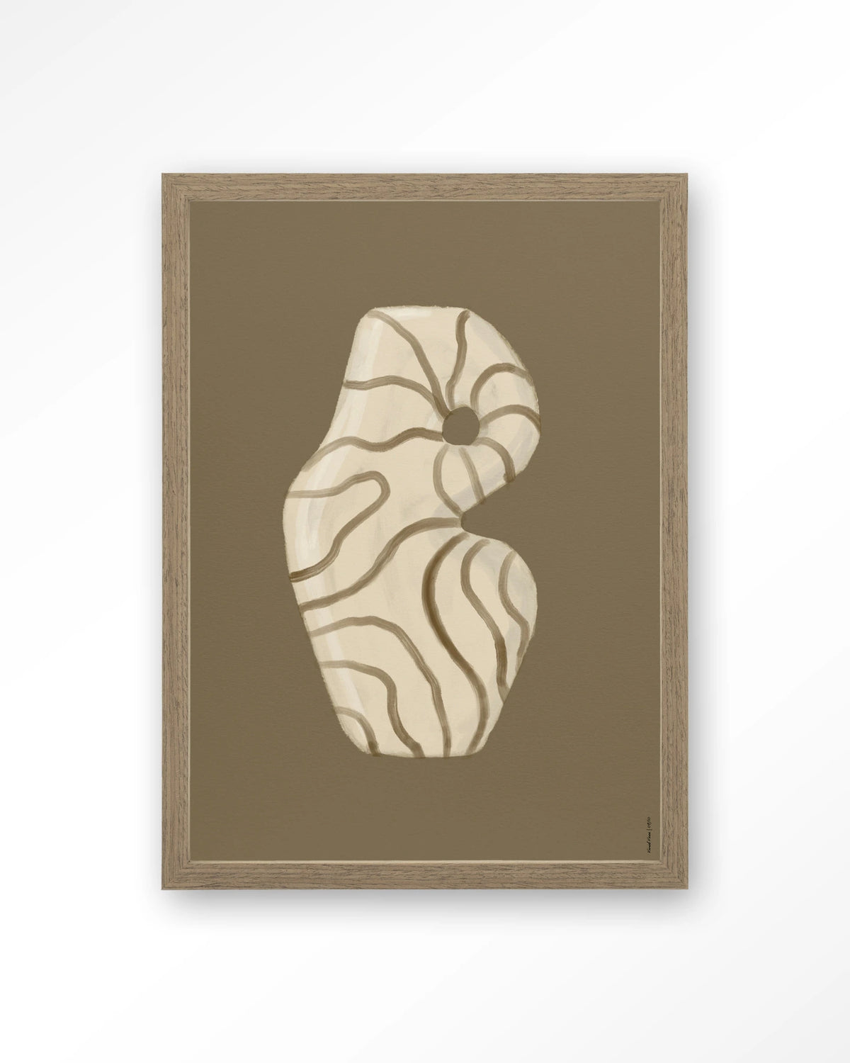 Vivid Vase 09 – vaas met lijnen op bruine achtergrond – Art print – Hout bruin