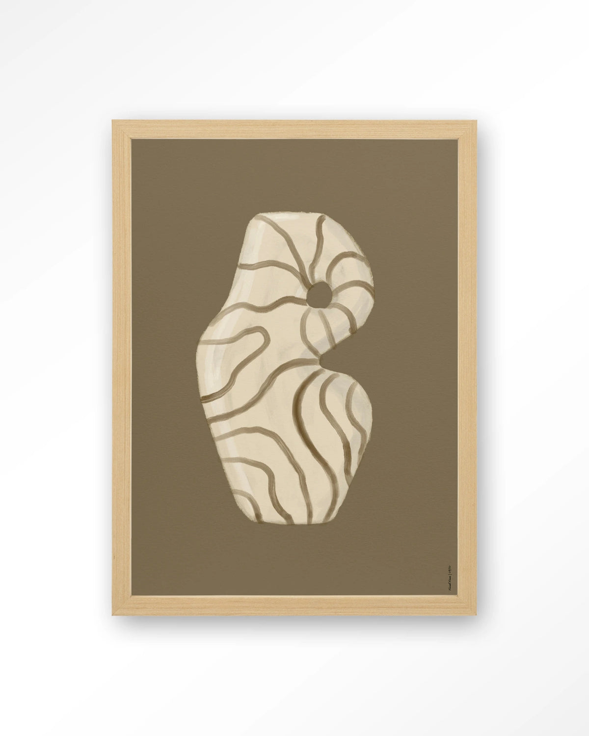 Vivid Vase 09 – vaas met lijnen op bruine achtergrond – Art print – Hout naturel