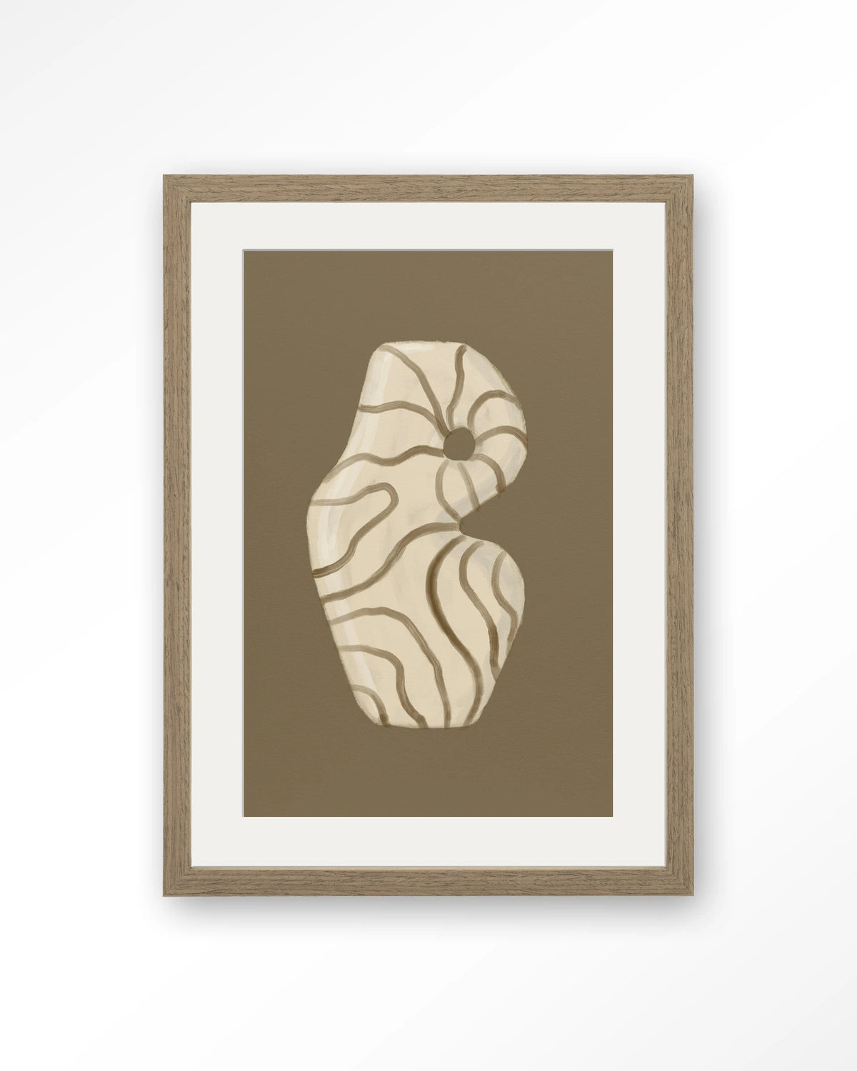 Vivid Vase 09 – vaas met lijnen op bruine achtergrond – Art print – Hout bruin + passe-partout