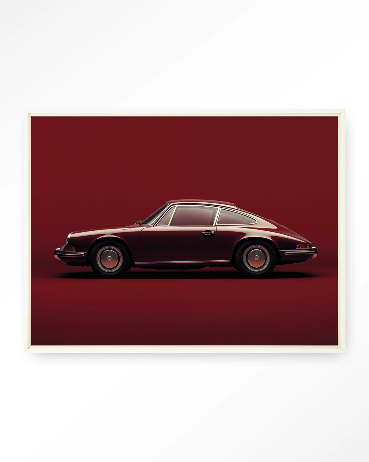 Vintage Porsche Red – Wandkleed – Floating frame – wit