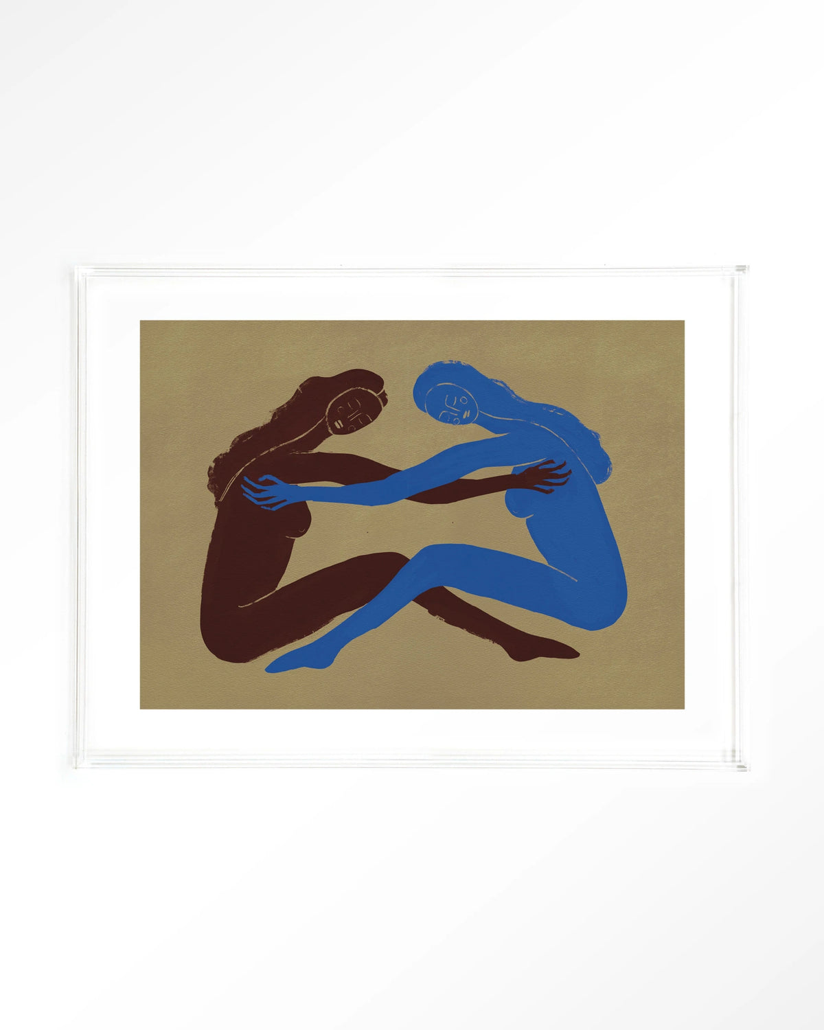 Serene Embrace – twee figuren in omhelzing – Art print – Acryl doorzichtig