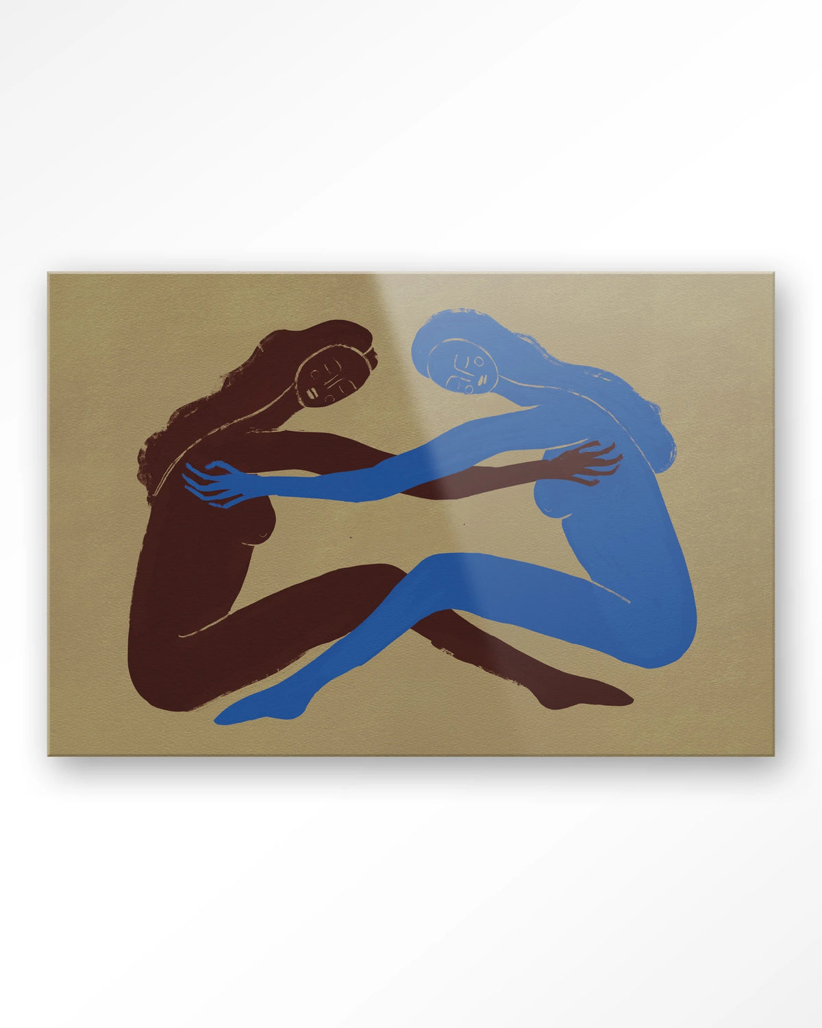 Serene Embrace – twee figuren in omhelzing – Glas – Blinde montage