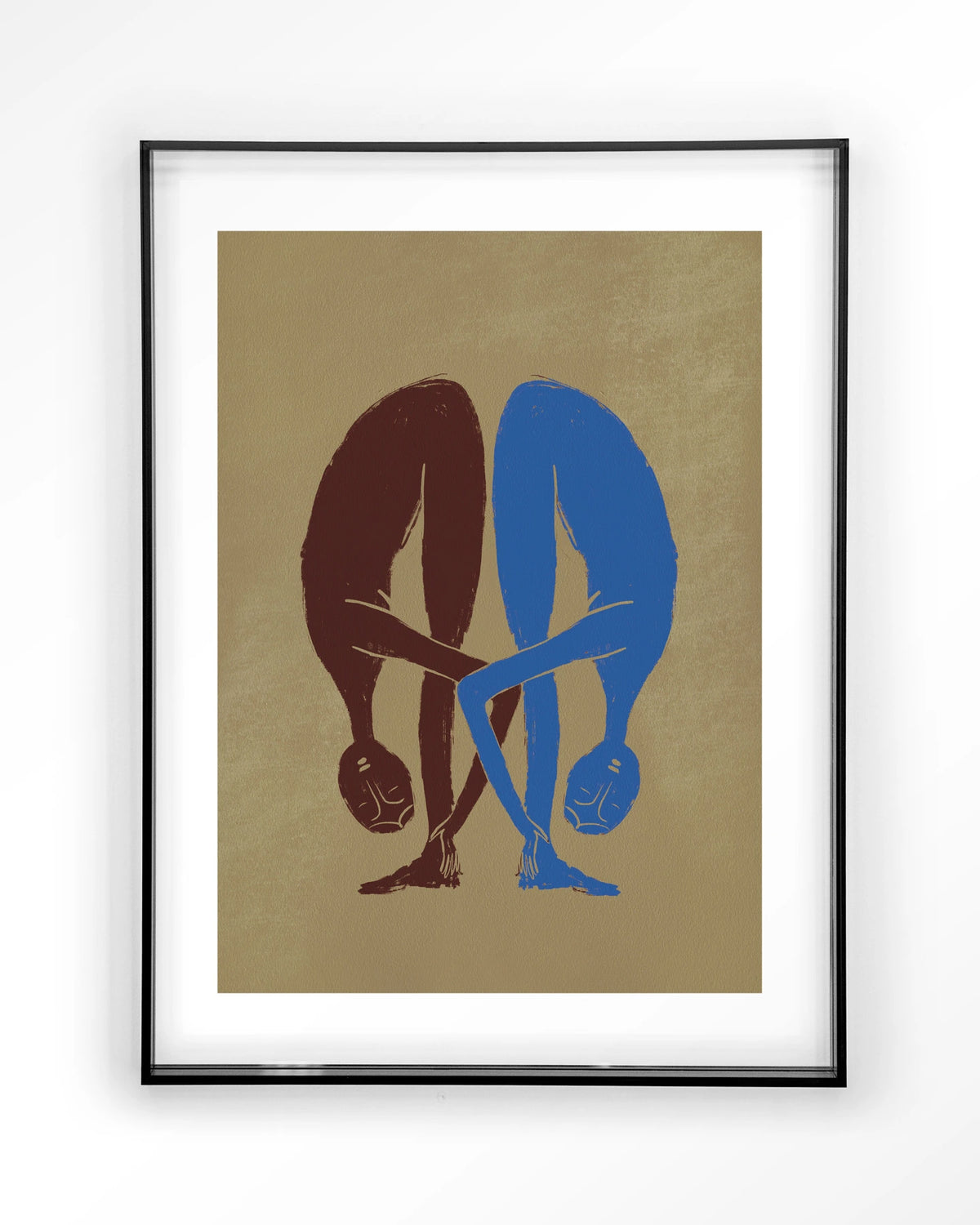 Soul Stretch – twee figuren in yogahouding – Art print – Acryl zwart