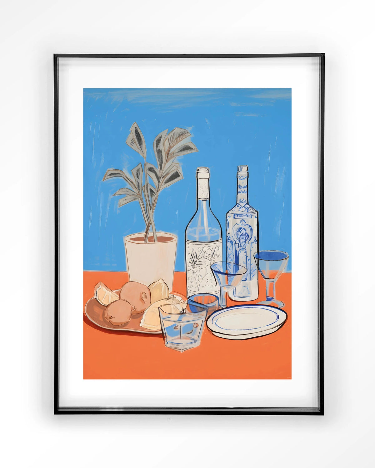 Cocktail Table – stilleven met flessen en glazen – Art print – Acryl zwart