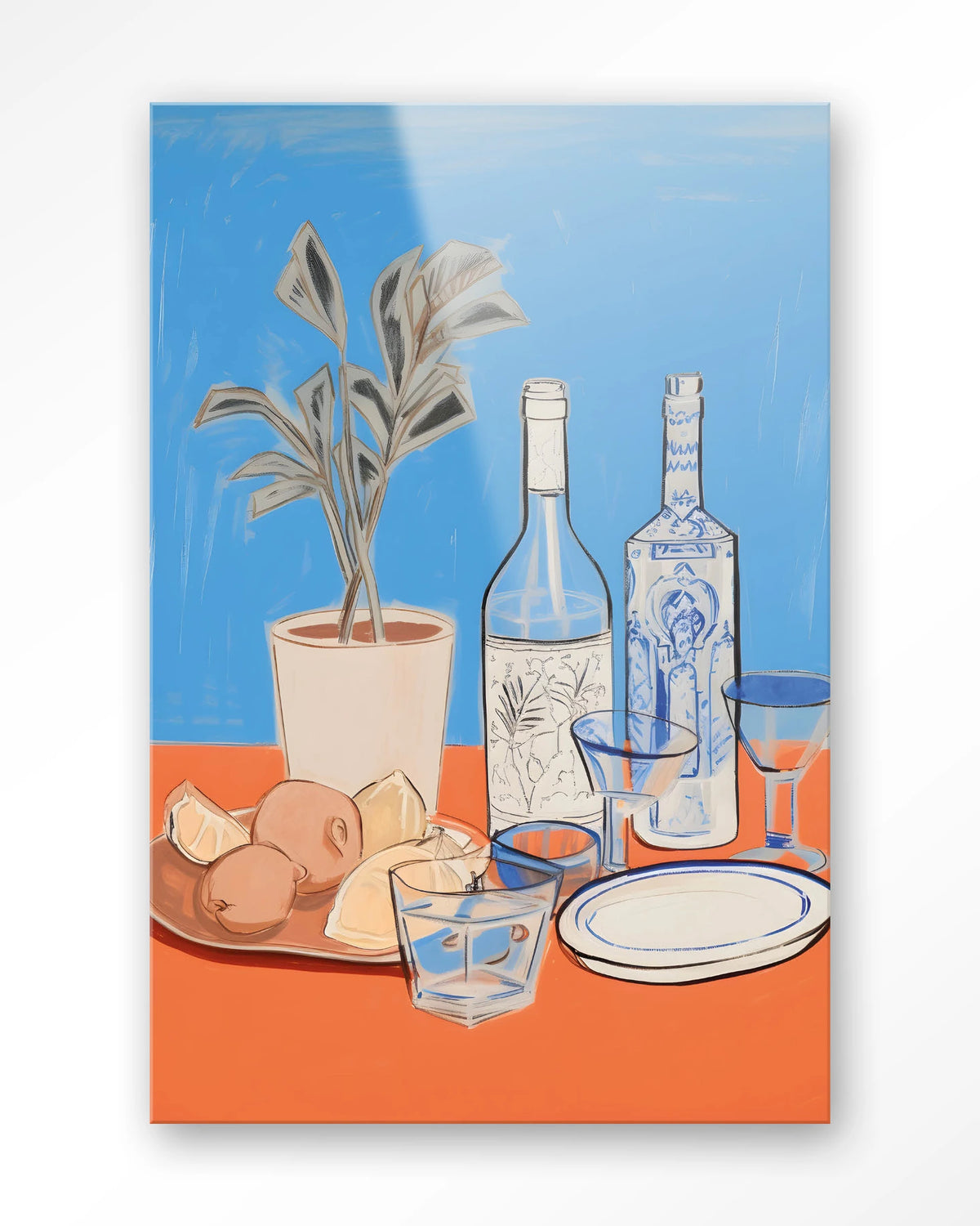 Cocktail Table – stilleven met flessen en glazen – Glas – Blinde montage