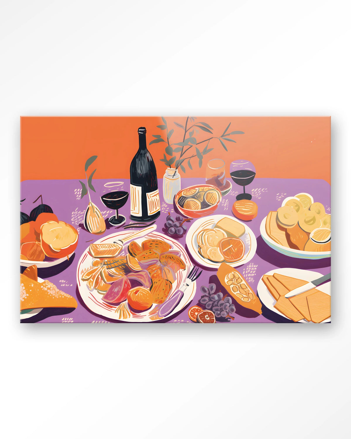 Burgundian Table – gedekte tafel met eten en wijn – Glas – Blinde montage