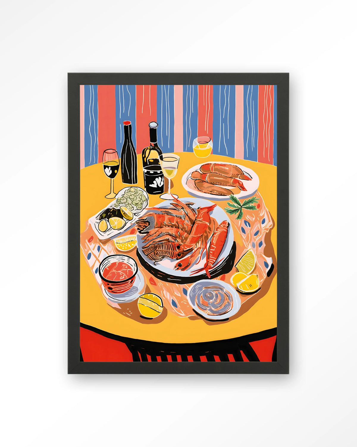 Fruits de Mer – zeevruchten op tafel – Art print – Hout zwart