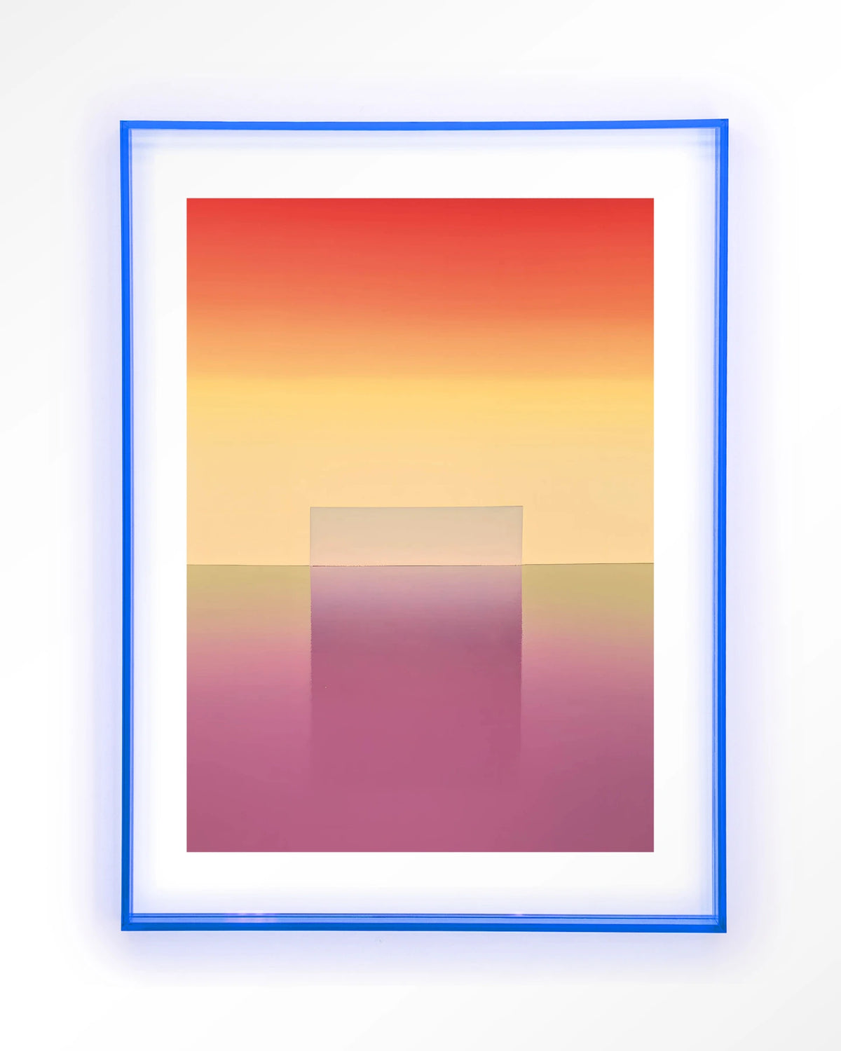 Gradient 1 – abstract kleurverloop roze en oranje – Art print – Acryl lichtblauw
